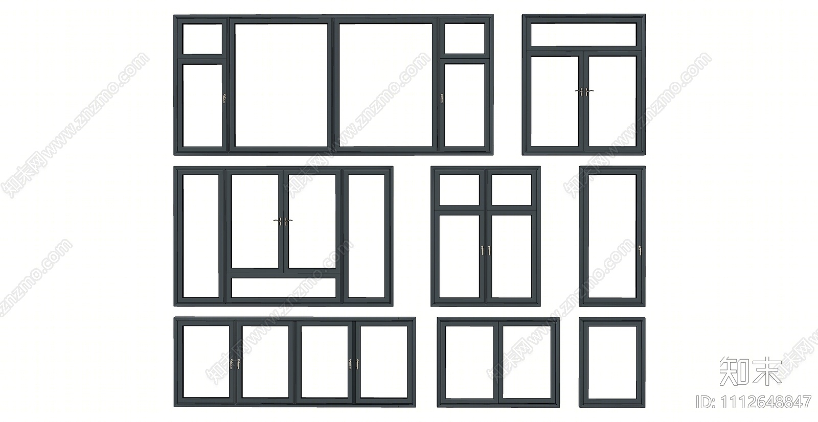 现代窗户组合SU模型下载【ID:1112648847】