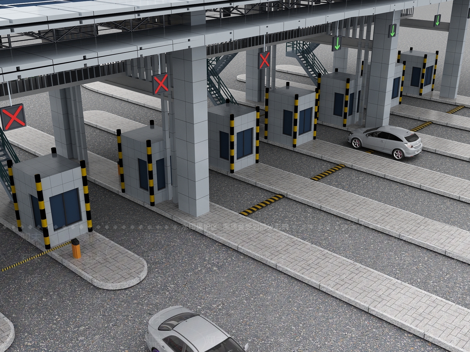 现代收费站3D模型下载【ID:1112580089】