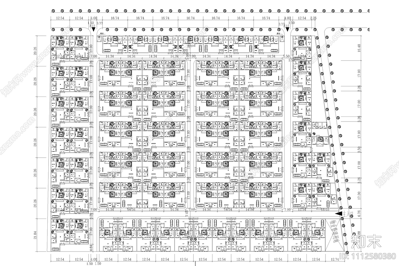 四合院平面规划总图施工图下载【ID:1112580380】