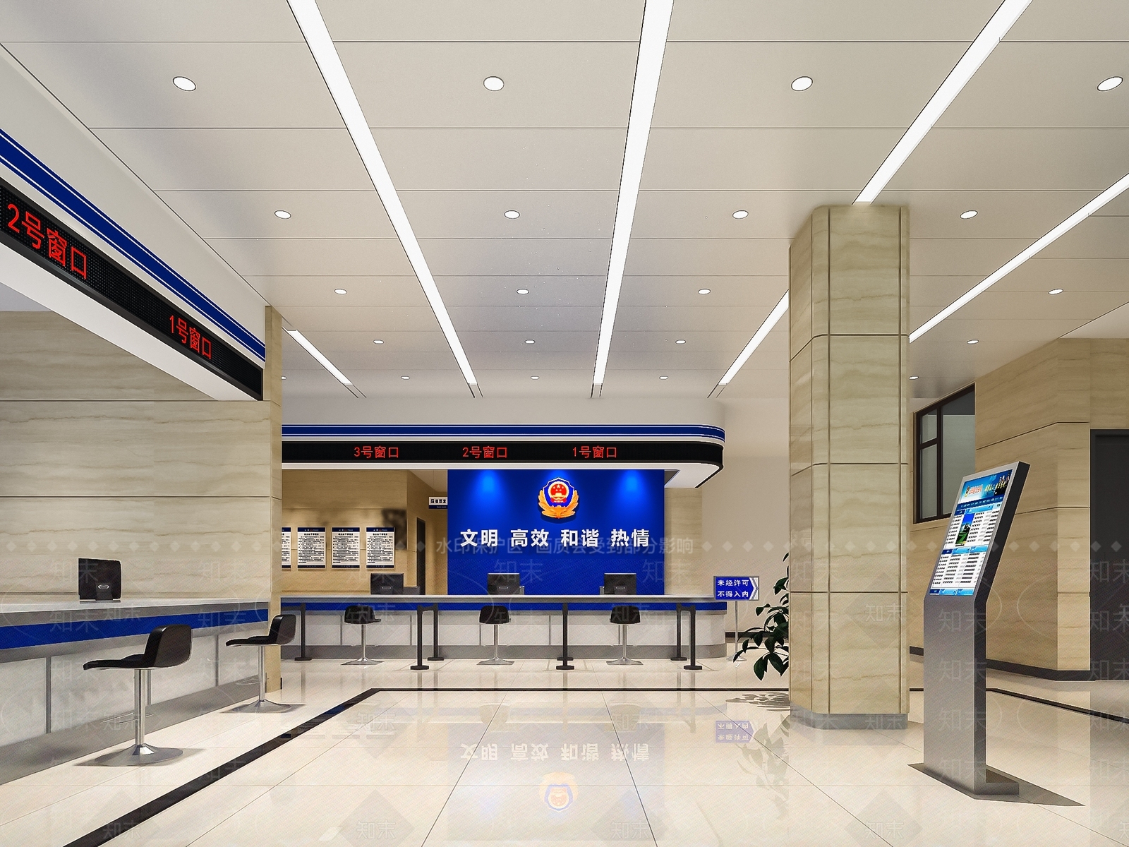 现代公共办事大厅SU模型下载【ID:1112581083】