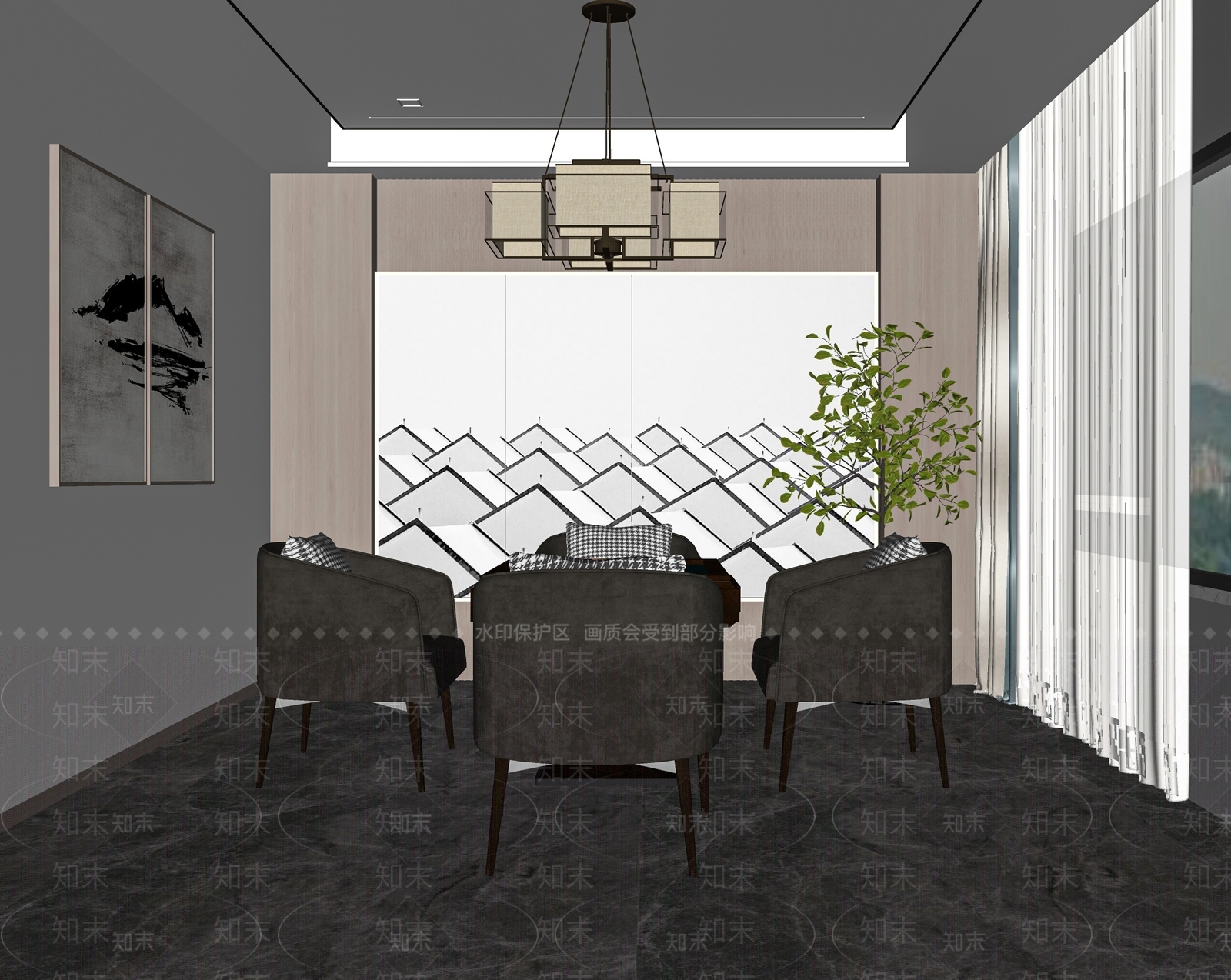 现代棋牌室SU模型下载【ID:1112586518】