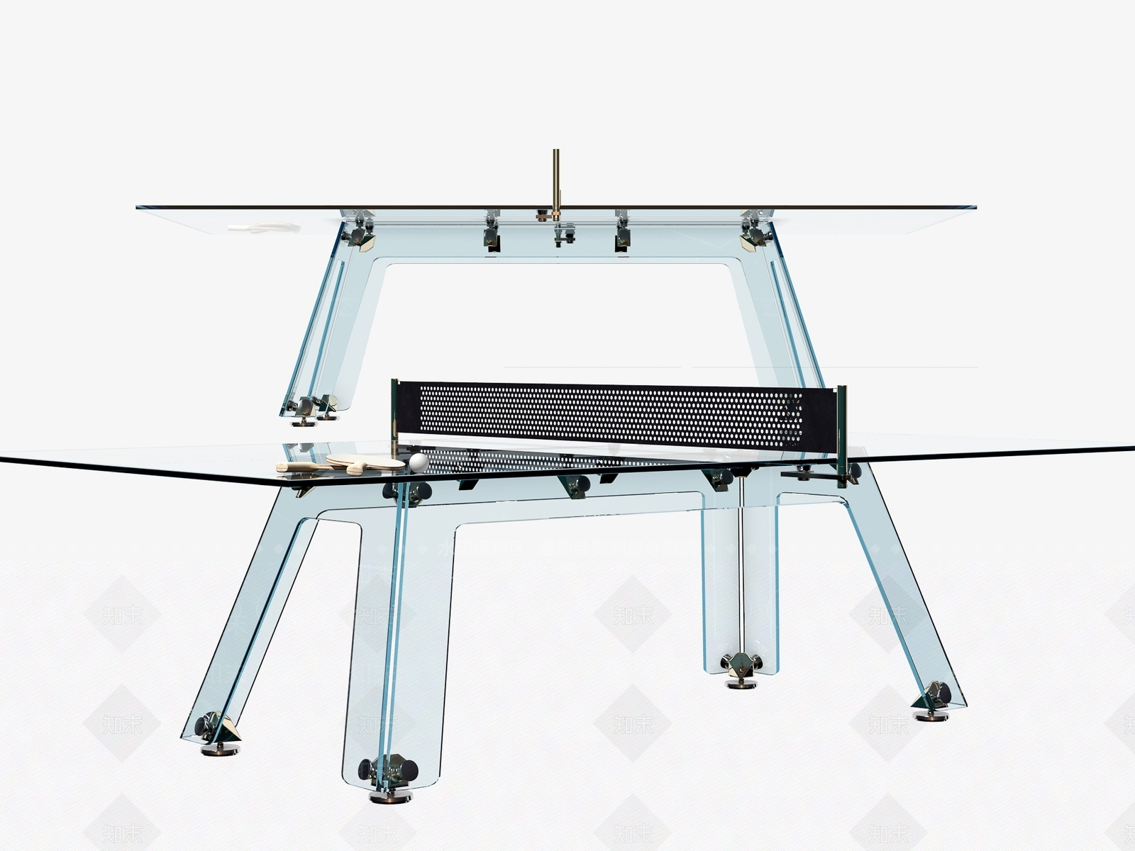 现代亚克力乒乓球台3D模型下载【ID:1112588308】