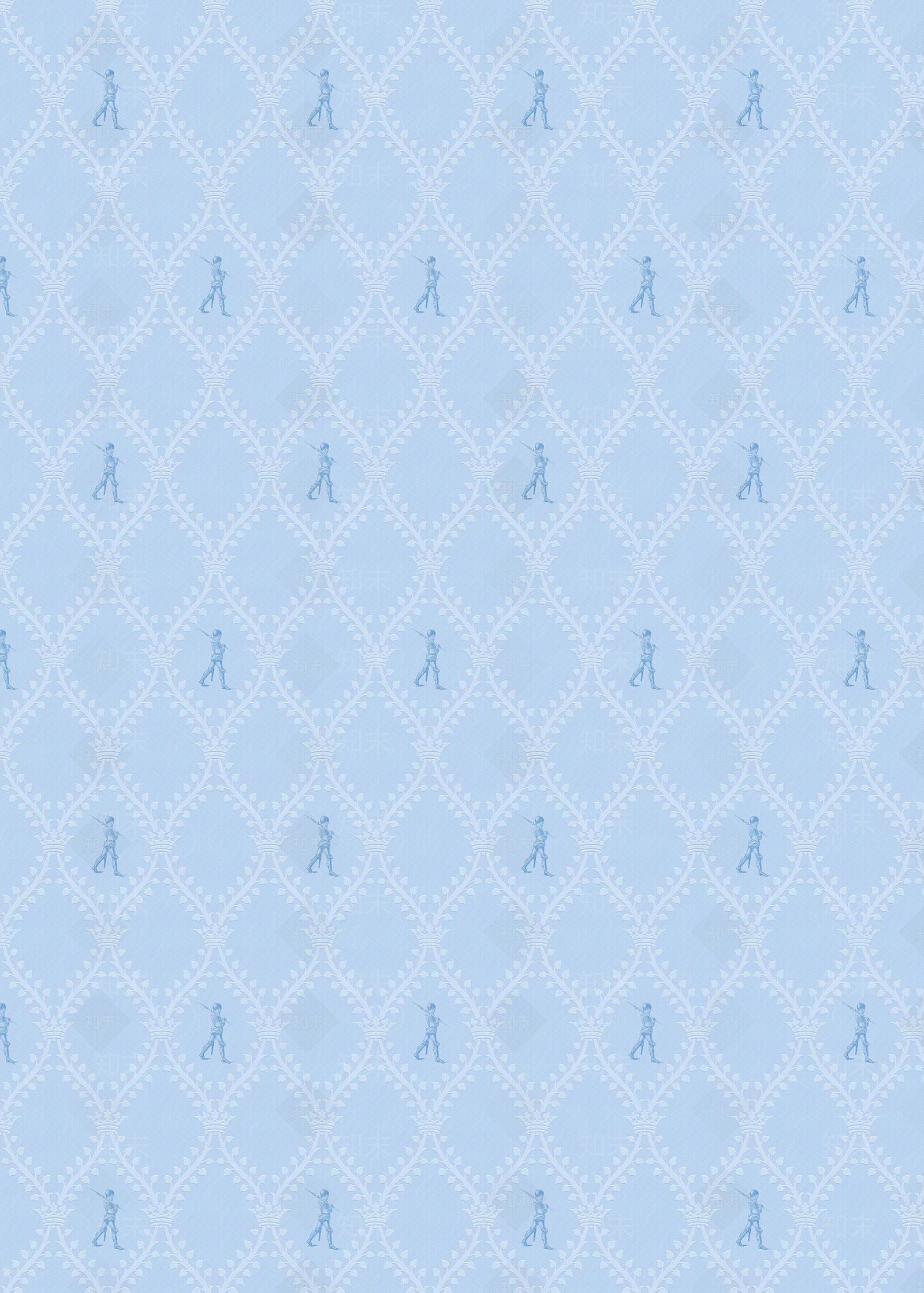 欧式蓝色菱形小人印花壁纸贴图下载【ID:1112592120】