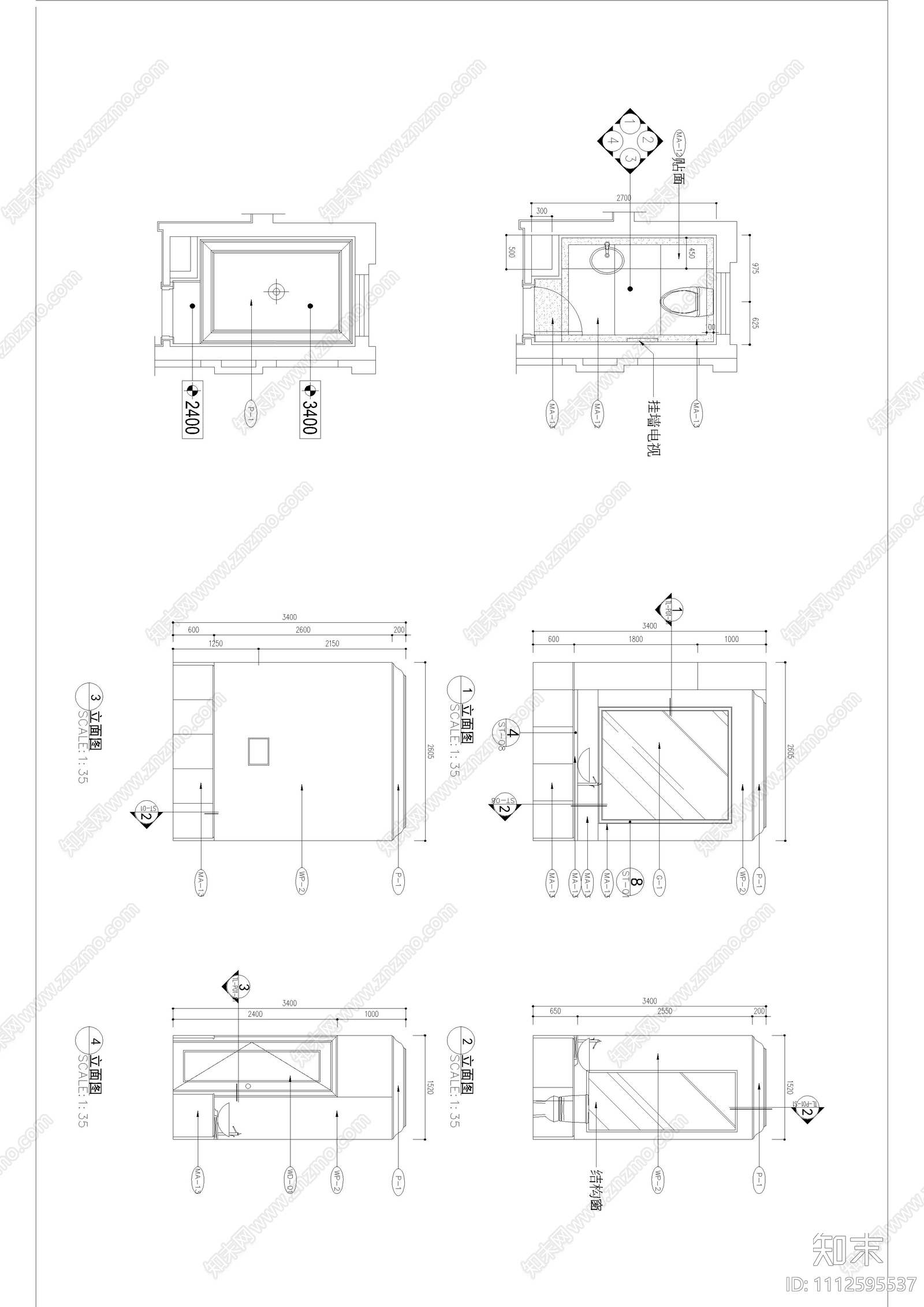 别墅家装施工图cad施工图下载【ID:1112595537】
