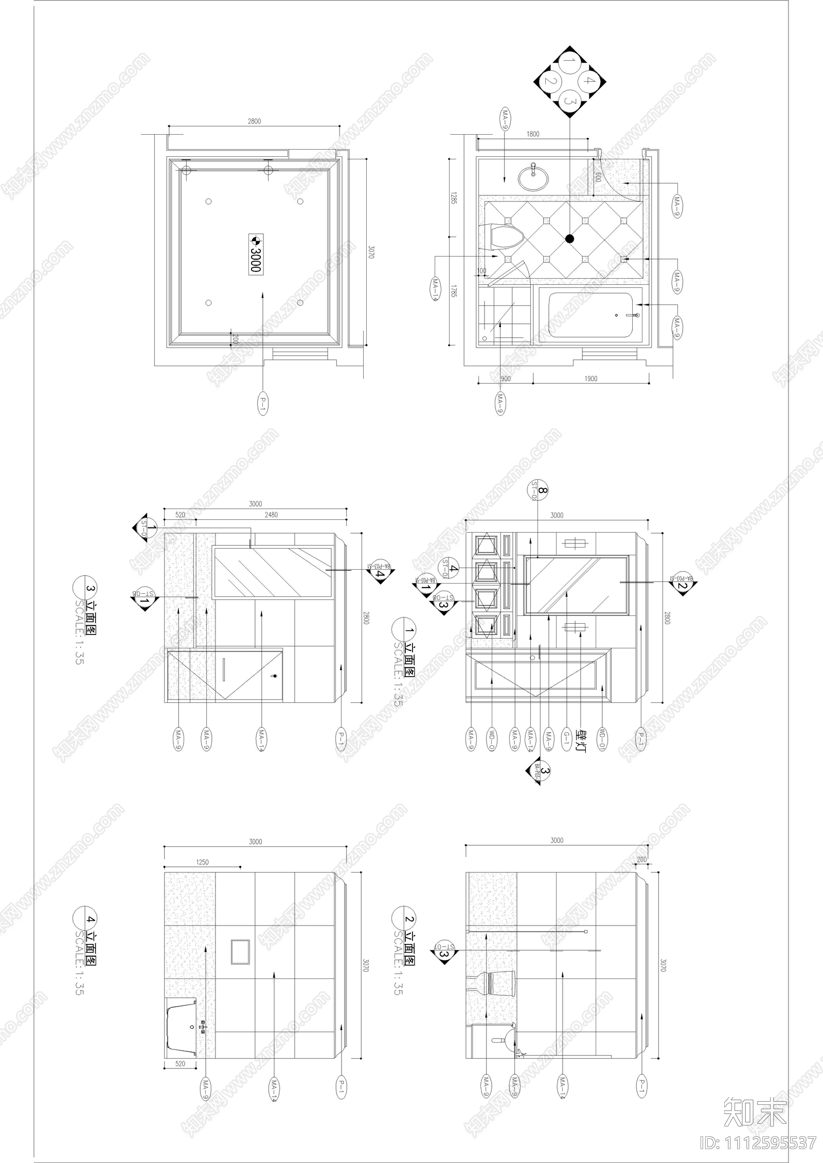 别墅家装施工图cad施工图下载【ID:1112595537】
