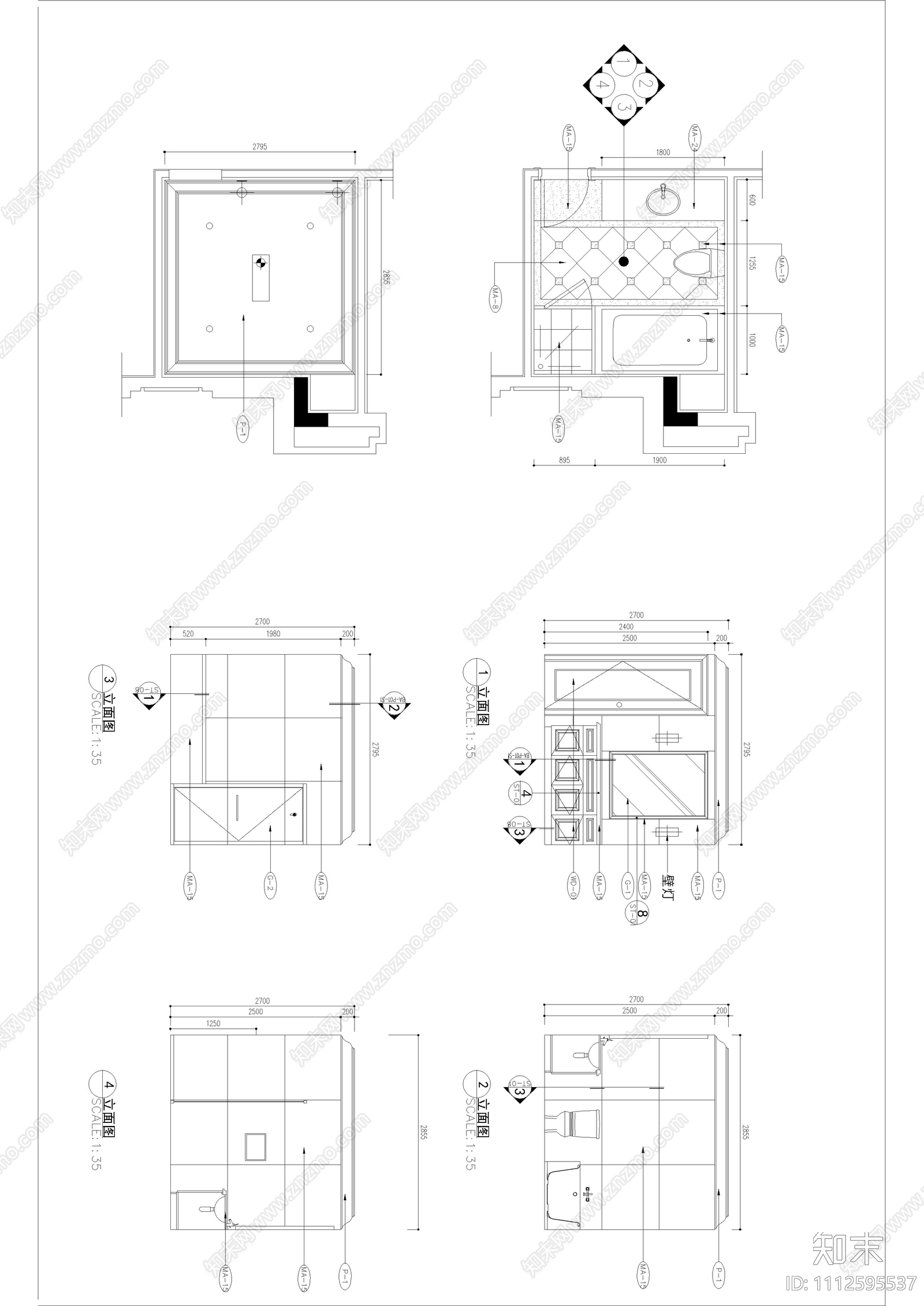 别墅家装施工图cad施工图下载【ID:1112595537】