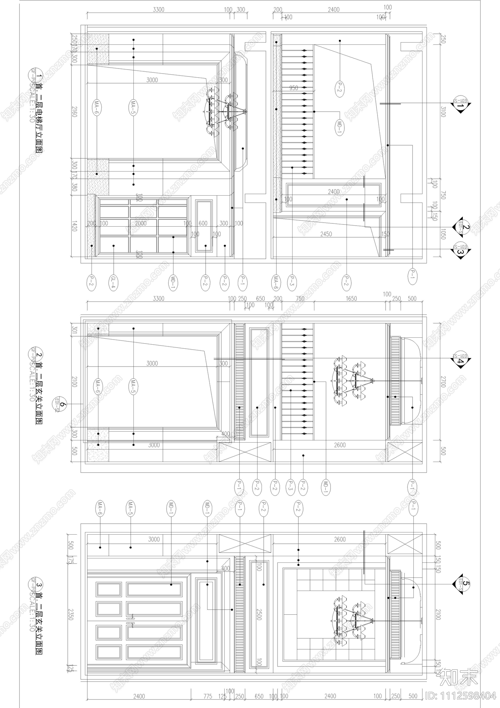 欧式古典别墅家装施工图cad施工图下载【ID:1112598404】