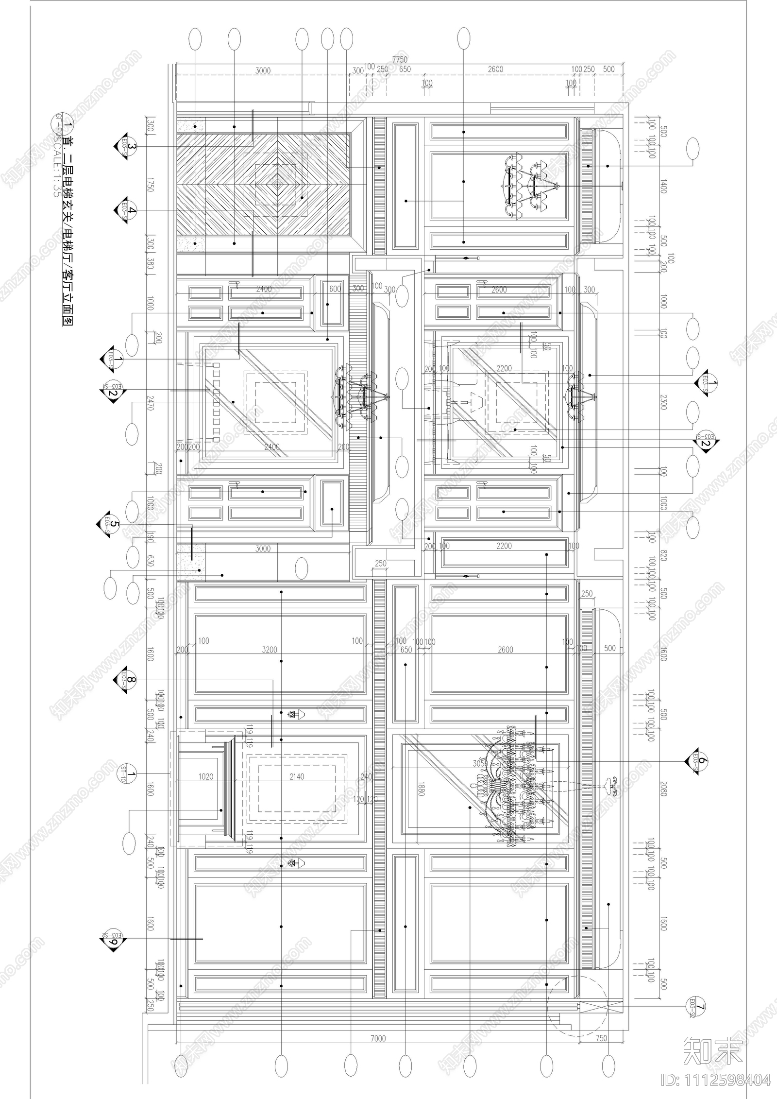 欧式古典别墅家装施工图cad施工图下载【ID:1112598404】