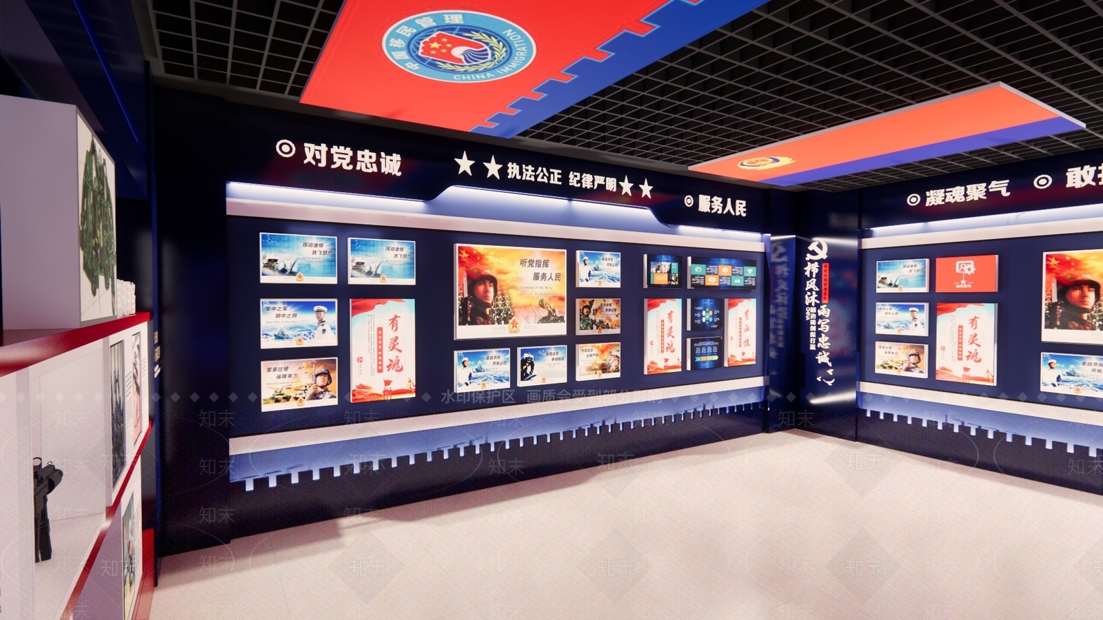 现代党建展厅SU模型下载【ID:1112600079】
