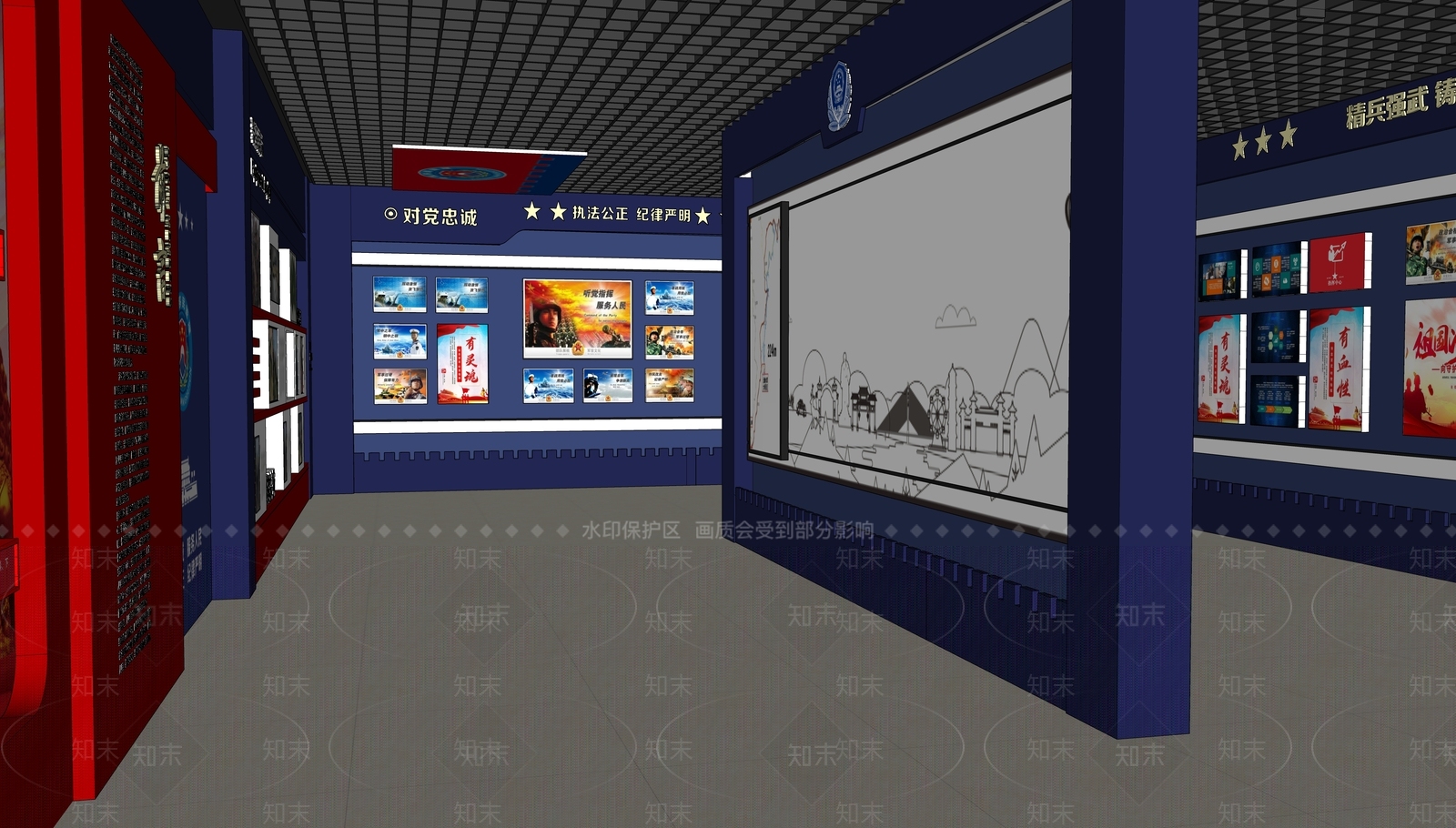 现代党建展厅SU模型下载【ID:1112600079】
