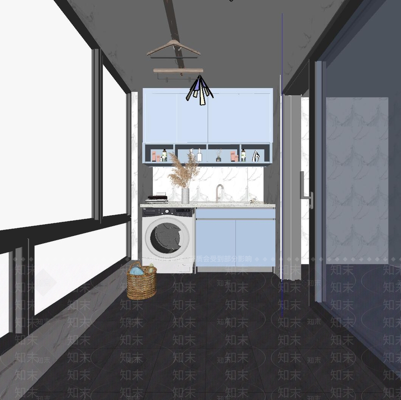 现代家居阳台SU模型下载【ID:1112600264】
