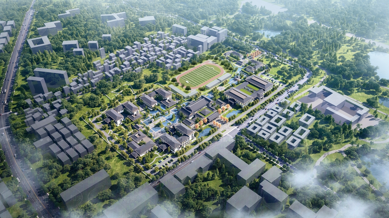 新中式医疗建筑SU模型下载【ID:1112604161】