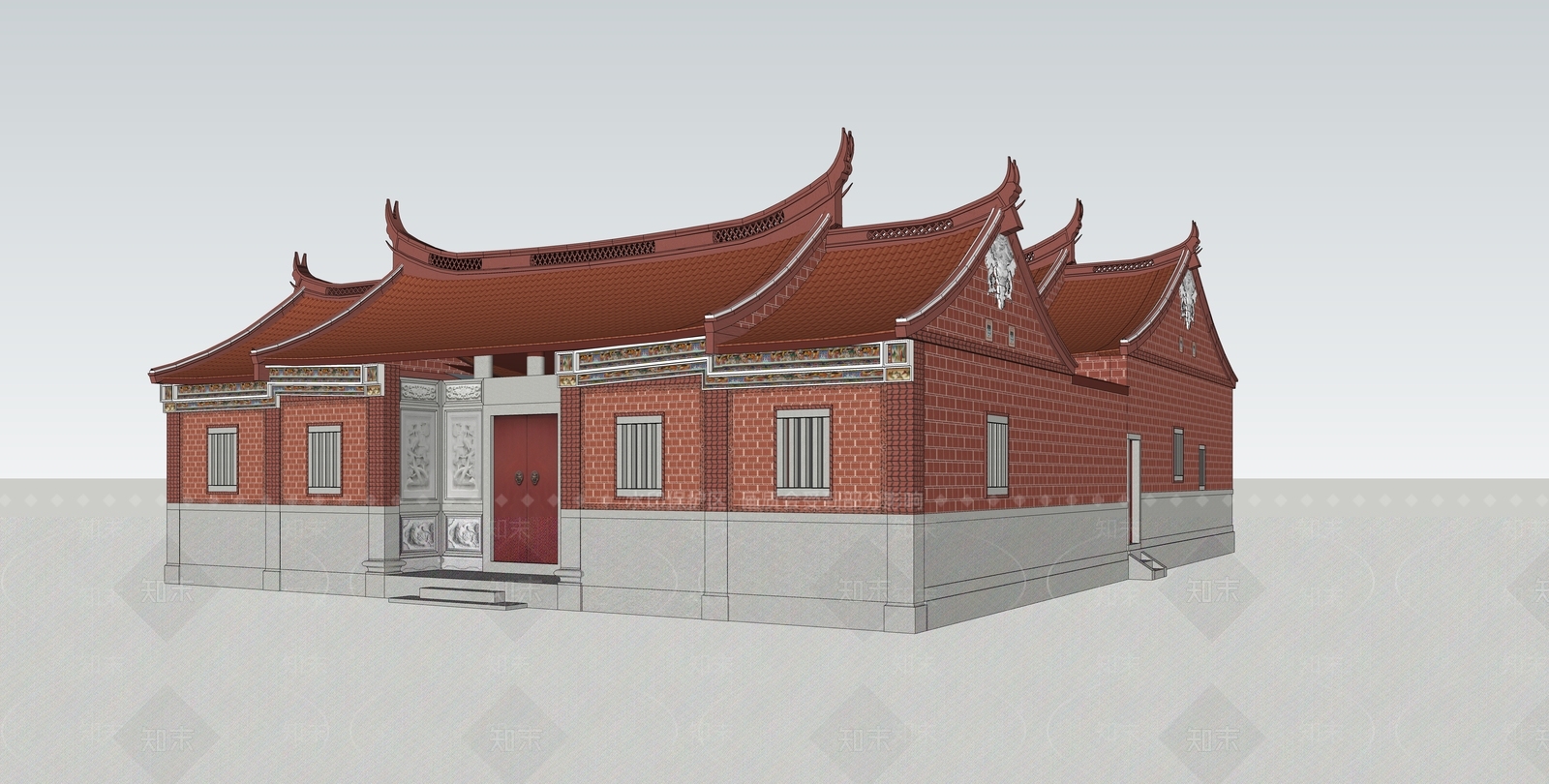 中式古建筑SU模型精品下载_SketchUp模型_知末网