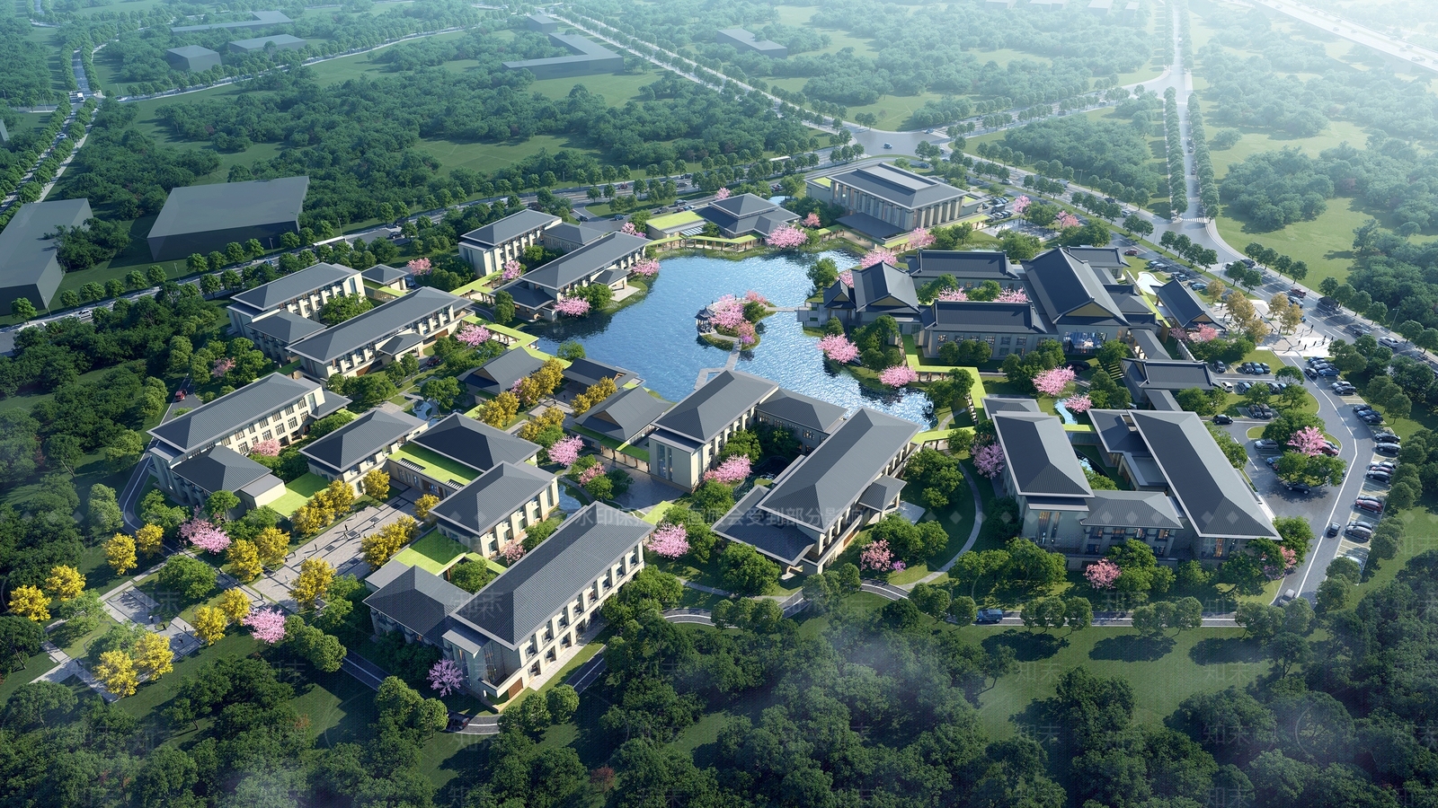 新中式医疗建筑SU模型下载【ID:1112606242】