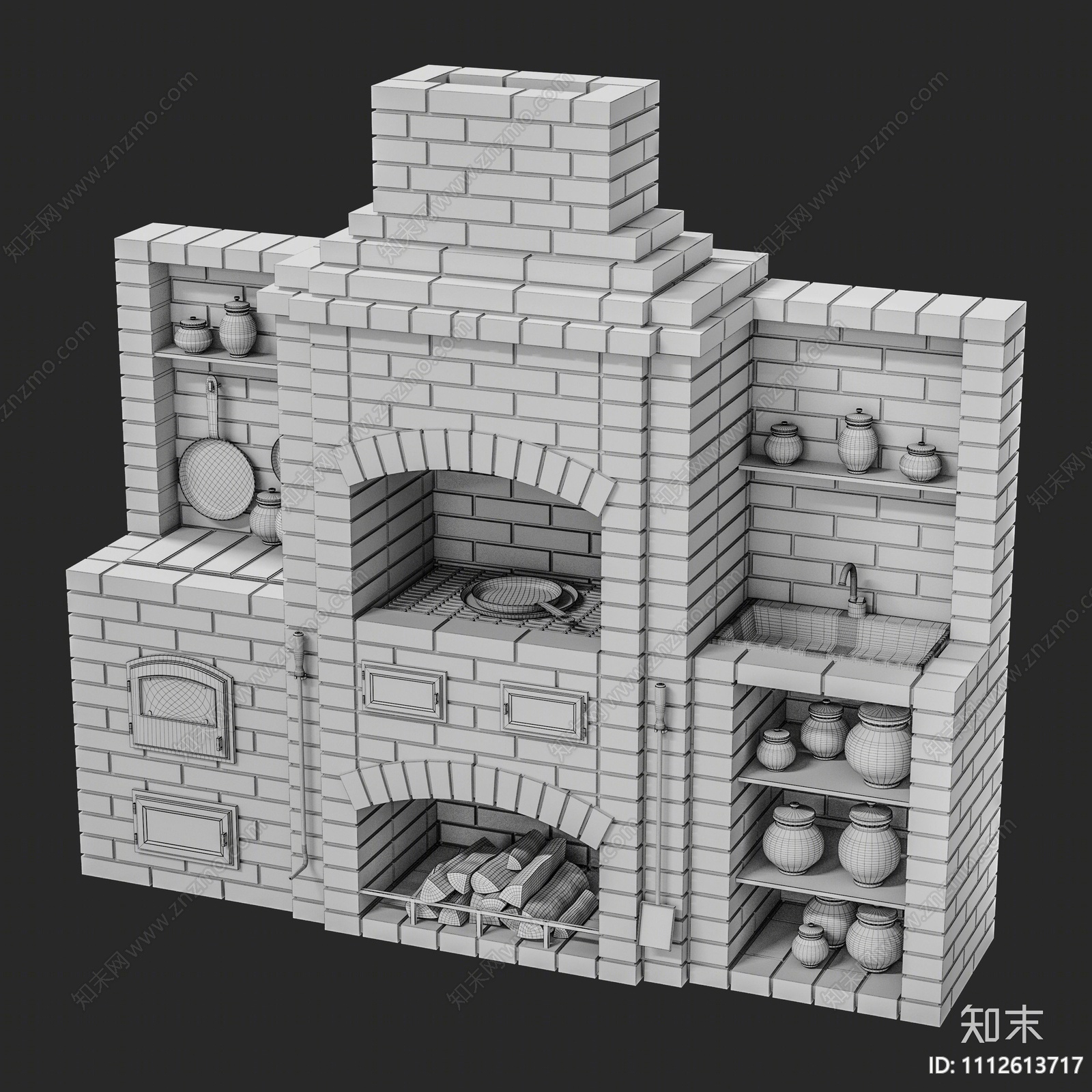 简欧烧烤壁炉3D模型下载【ID:1112613717】