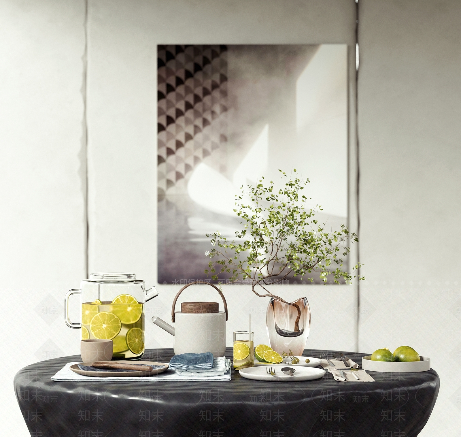 现代餐盘3D模型下载【ID:1112618685】