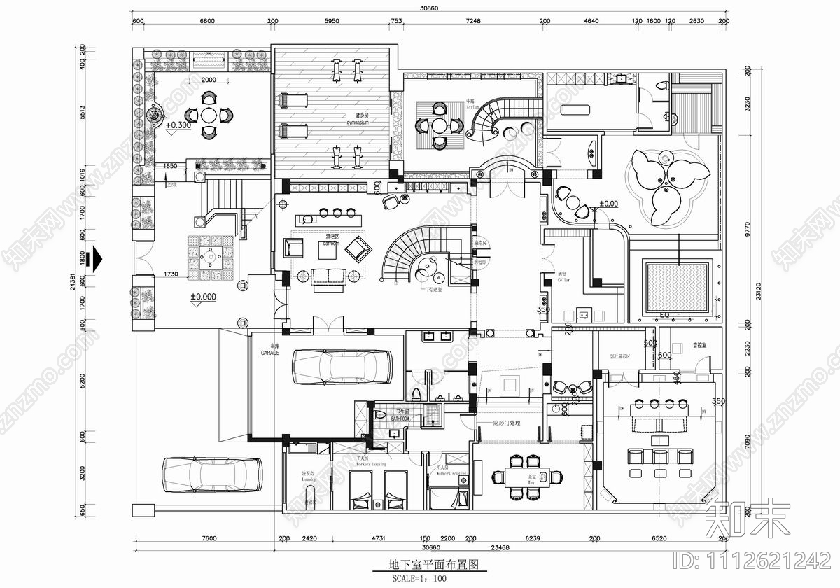 四层别墅室内装饰及花园景观CAD施工详图施工图下载【ID:1112621242】