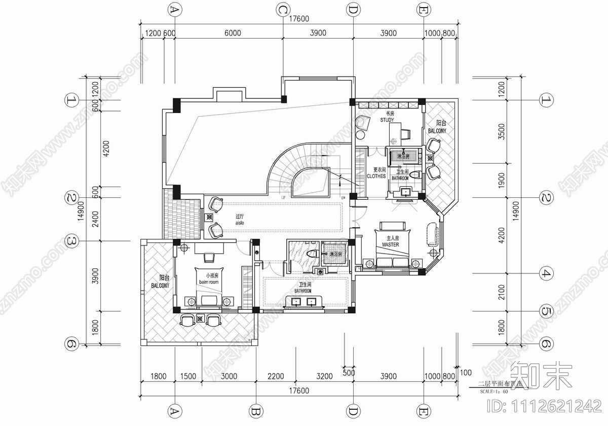 四层别墅室内装饰及花园景观CAD施工详图施工图下载【ID:1112621242】