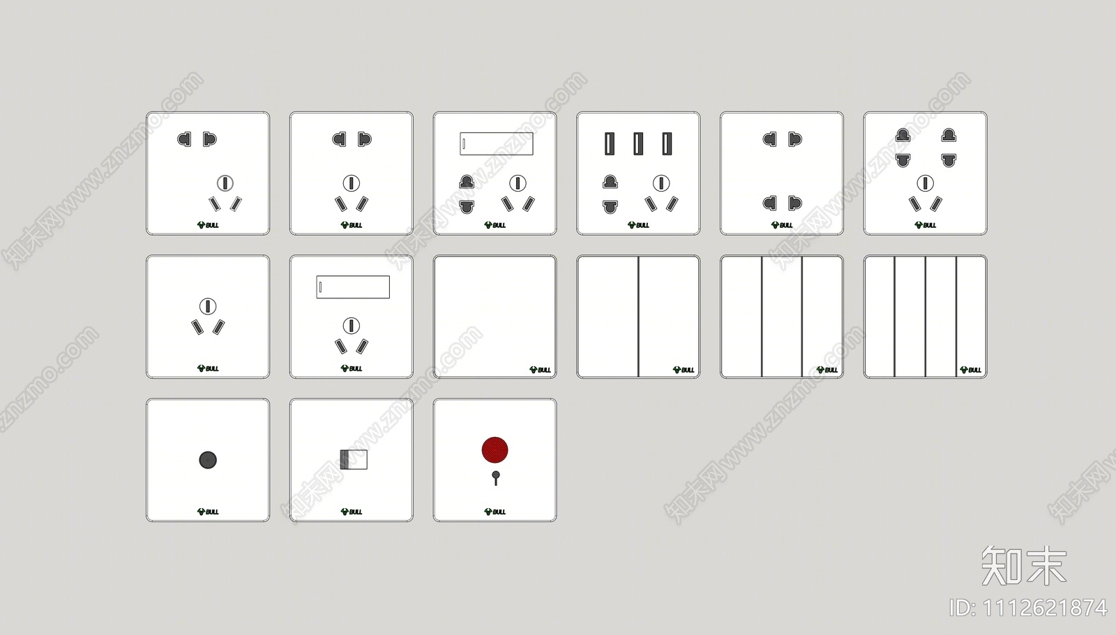 现代开关插座组合SU模型下载【ID:1112621874】