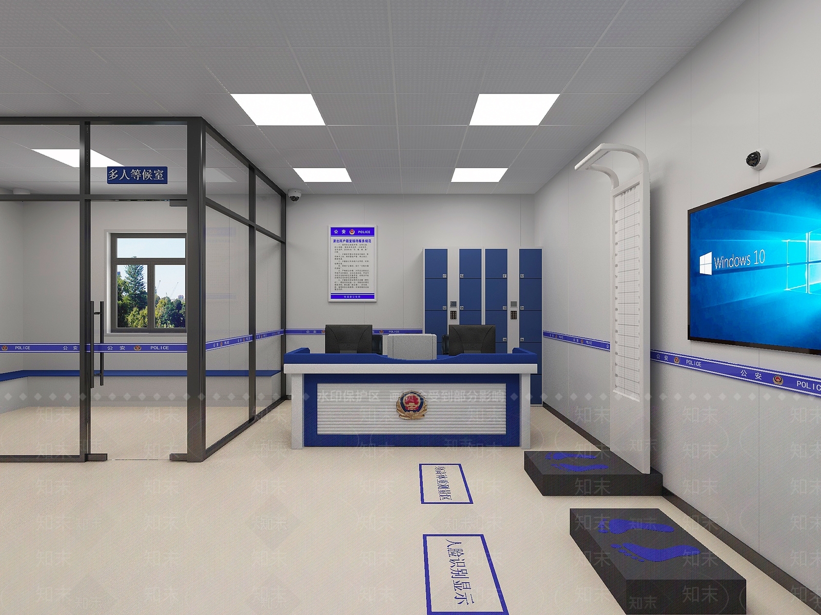 现代派出所办公区3D模型下载【ID:1112622417】