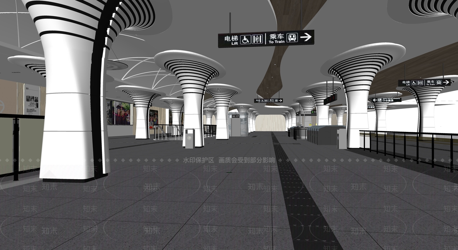 现代地铁站SU模型下载【ID:1112625341】
