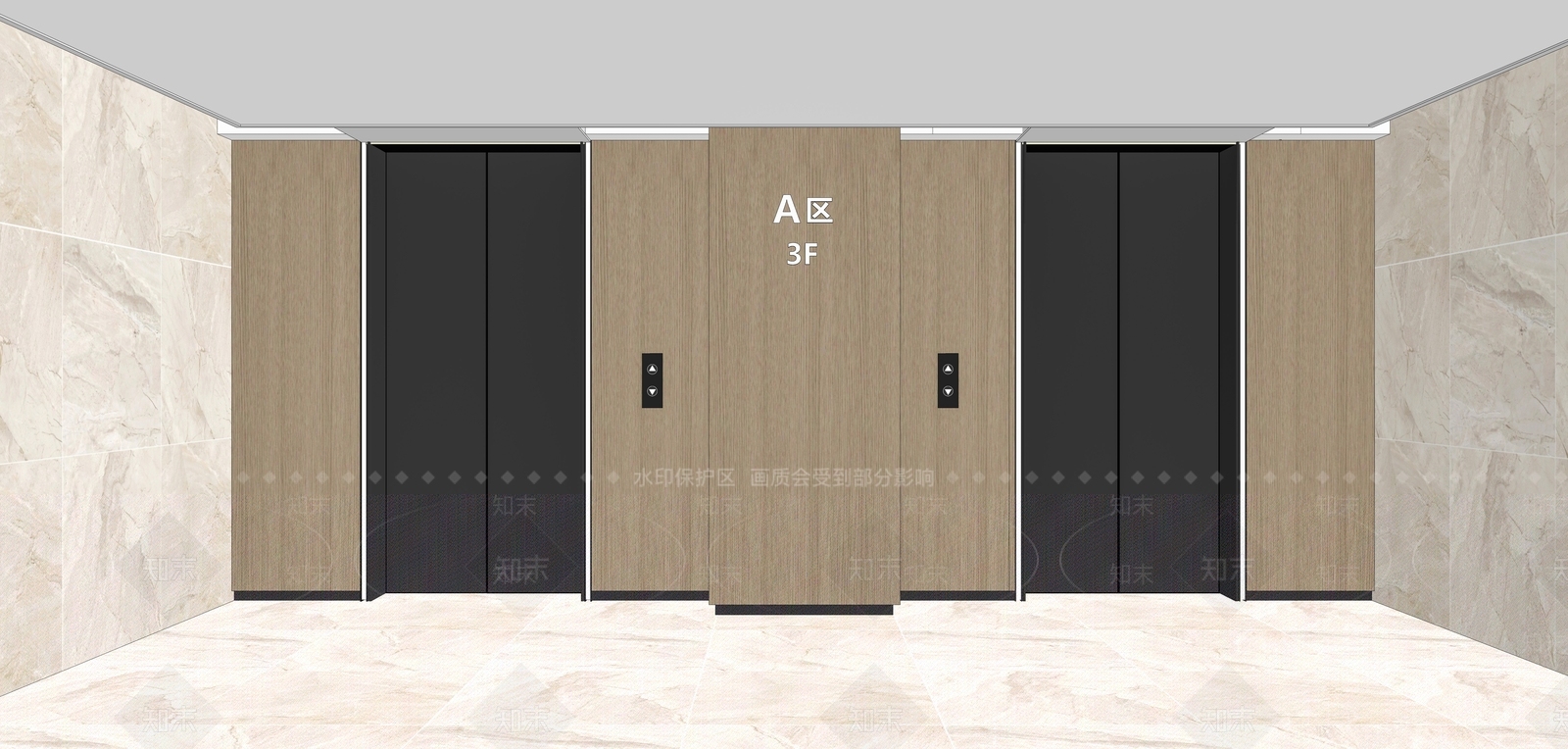 现代电梯厅SU模型下载【ID:1112626584】