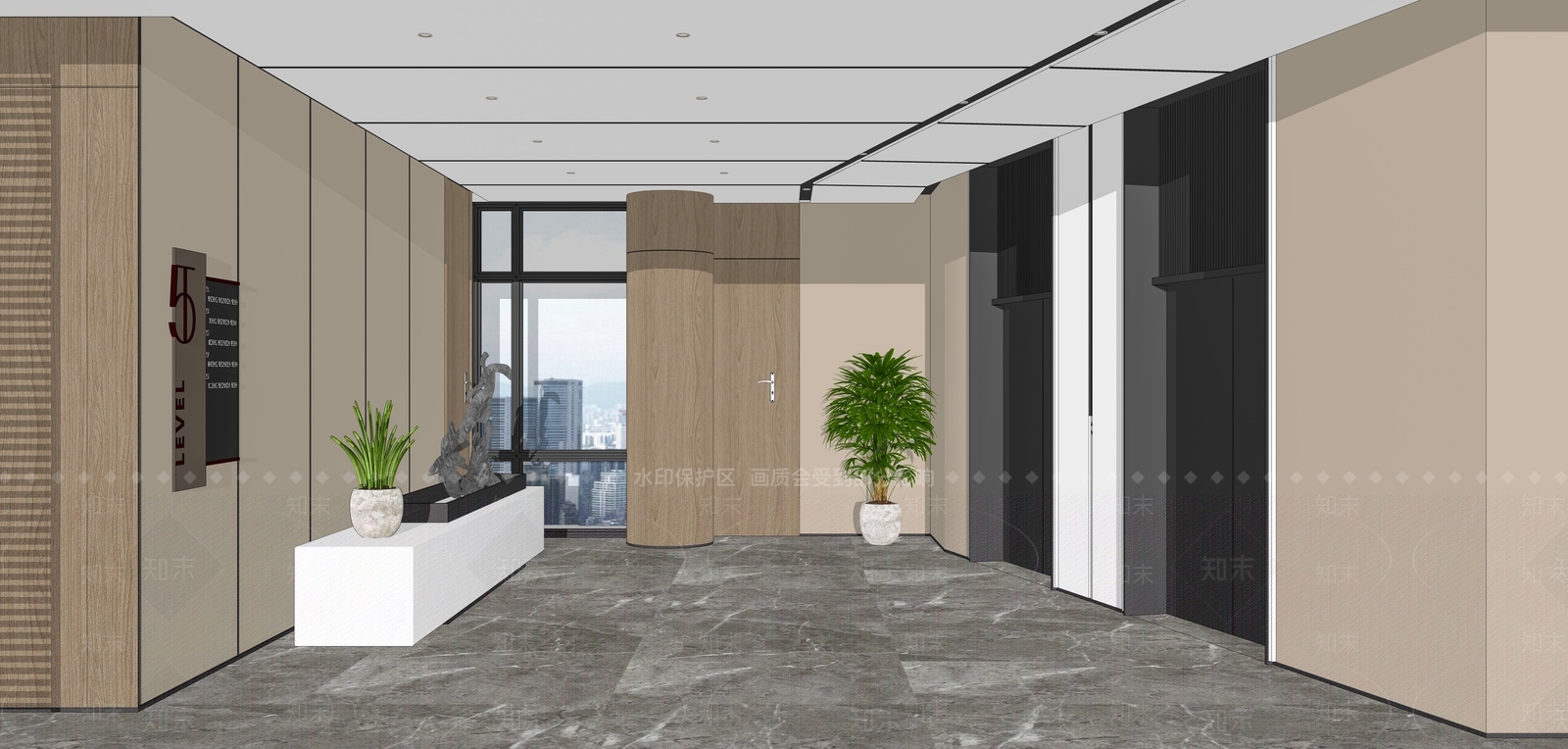 现代电梯厅SU模型下载【ID:1112626547】