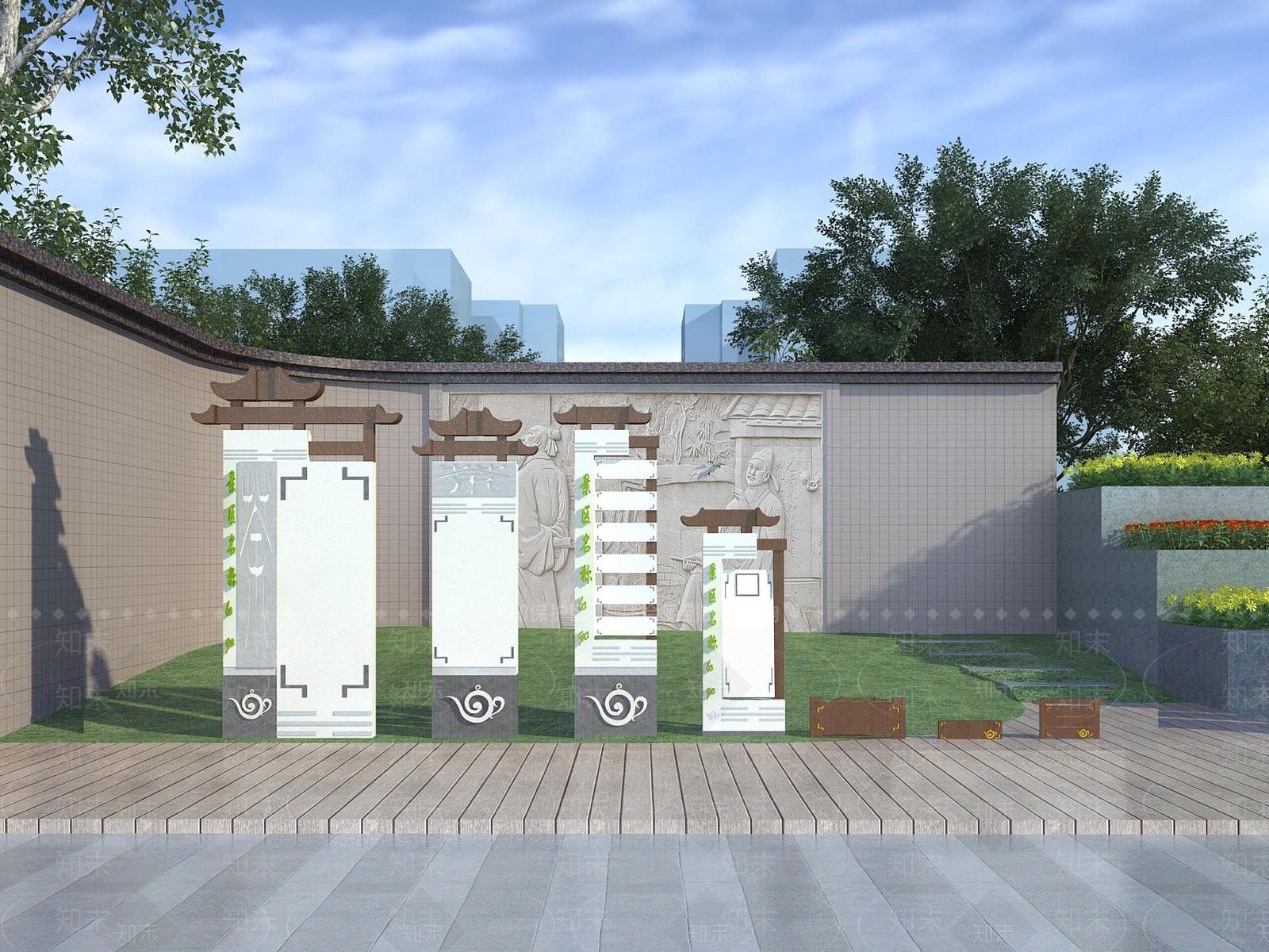 中式景观指示牌3D模型下载【ID:1112636171】