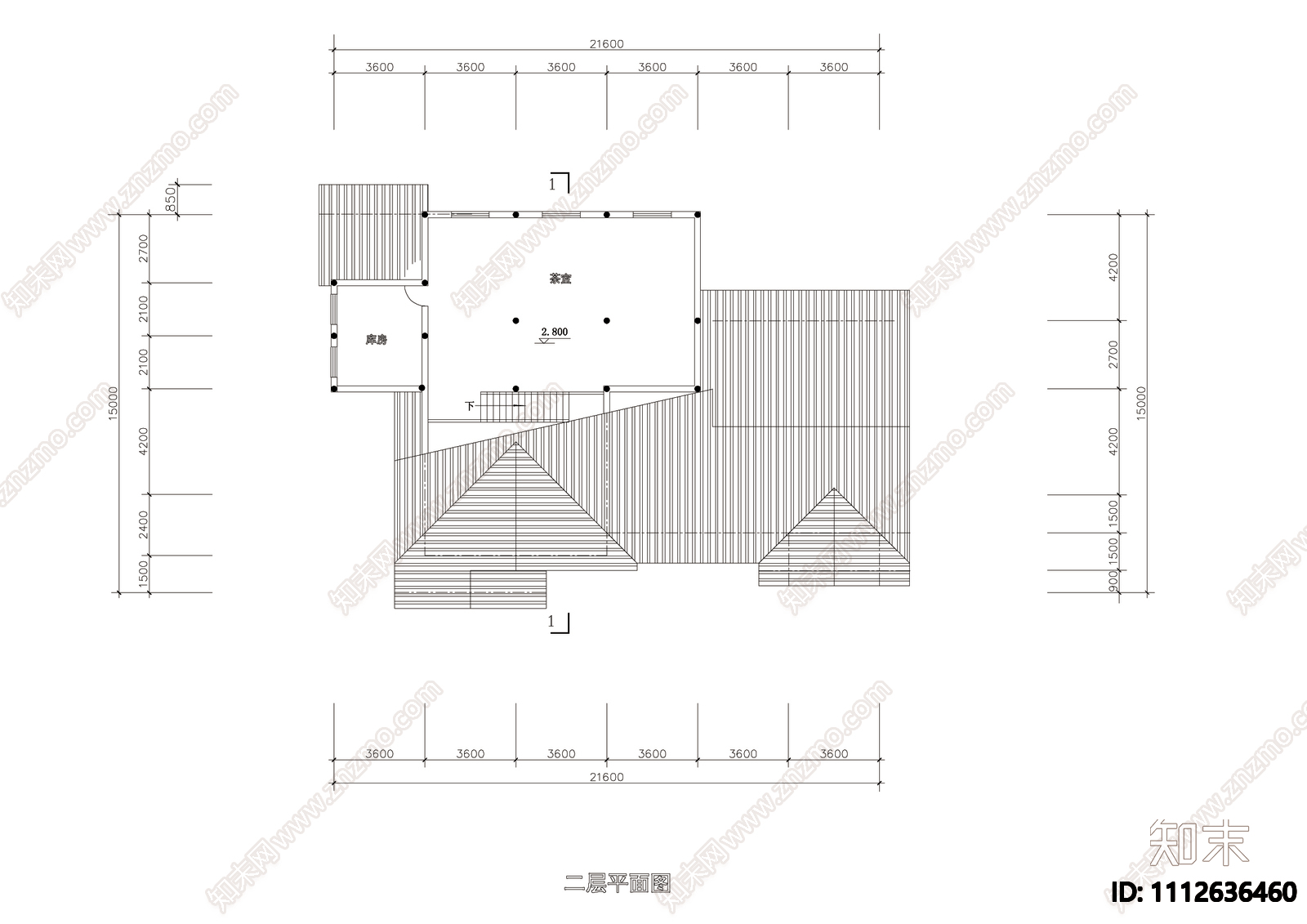 游人中心建筑图cad施工图下载【ID:1112636460】