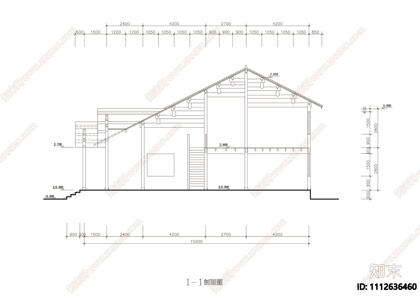 游人中心建筑图cad施工图下载【ID:1112636460】