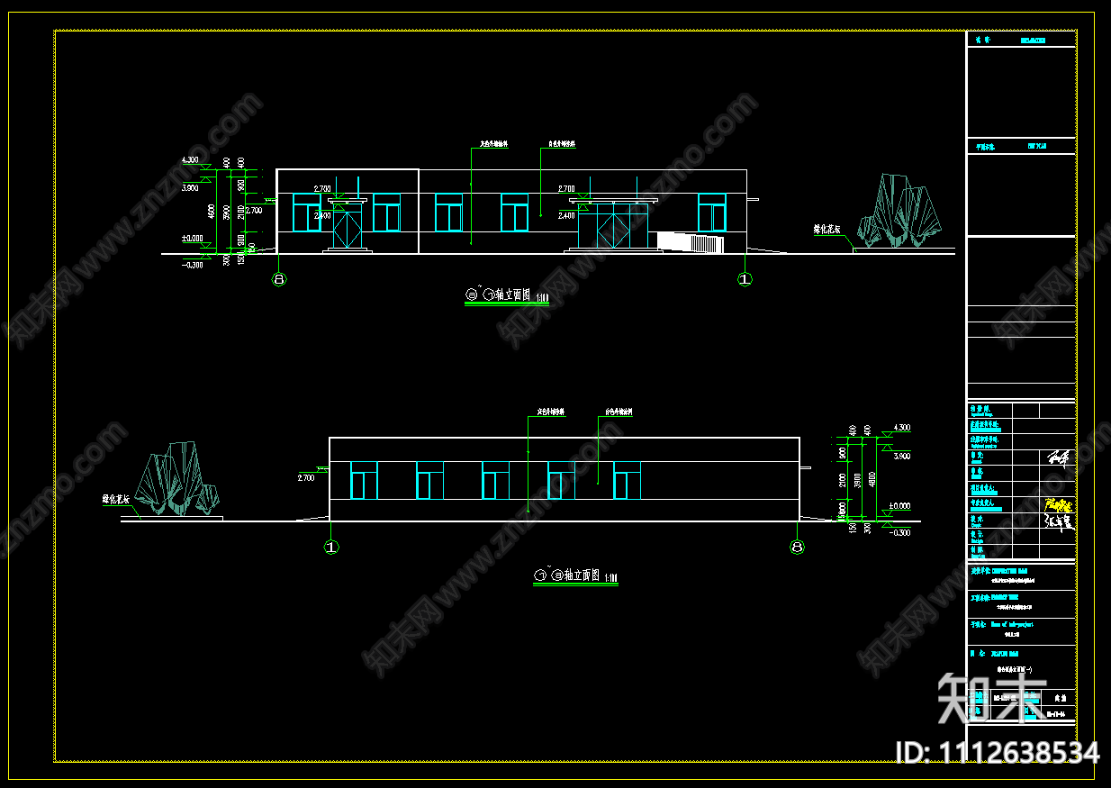 垃圾填埋场管理区管理房cad施工图下载【ID:1112638534】