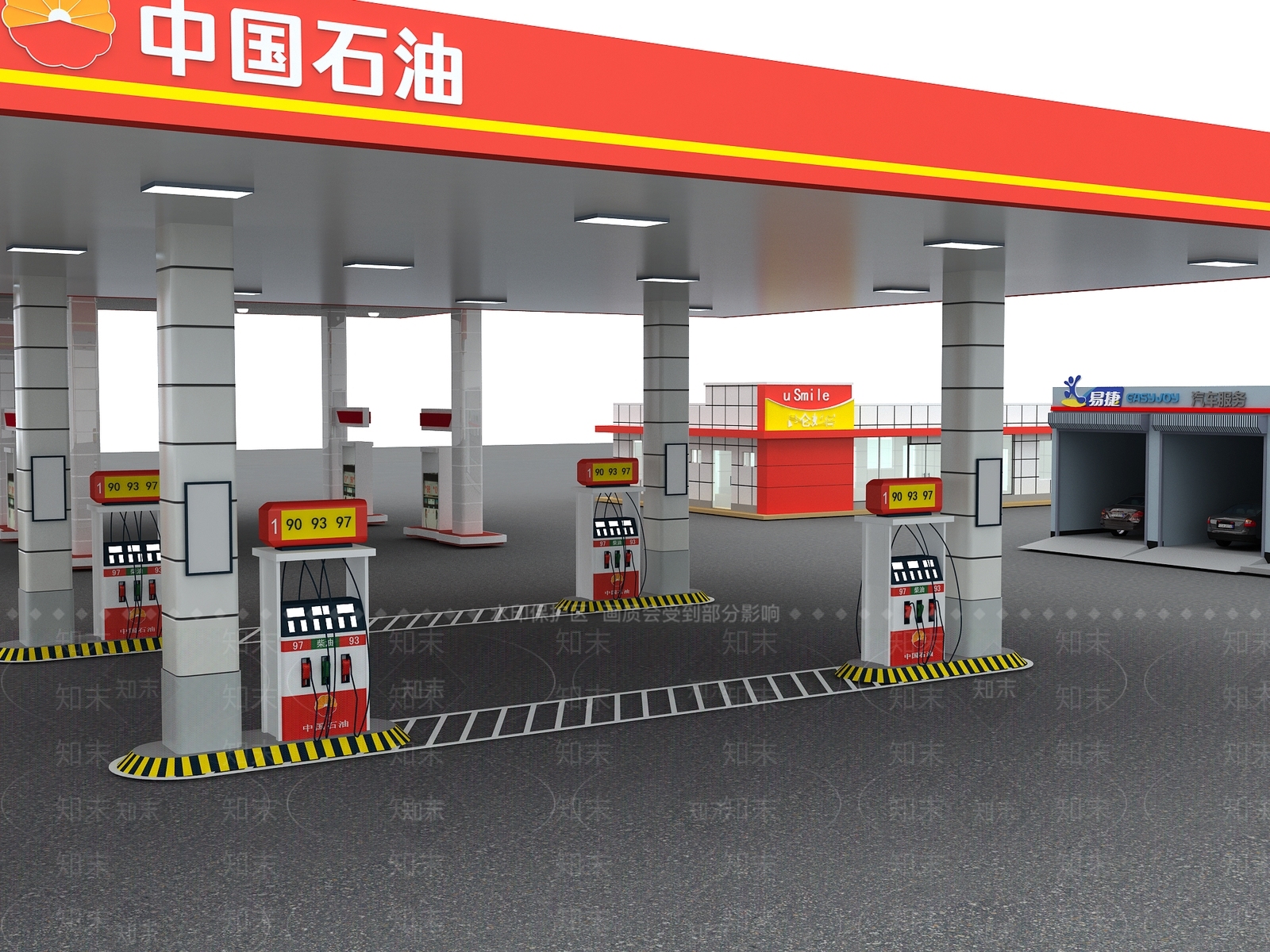 现代加油站3D模型下载【ID:1112639094】