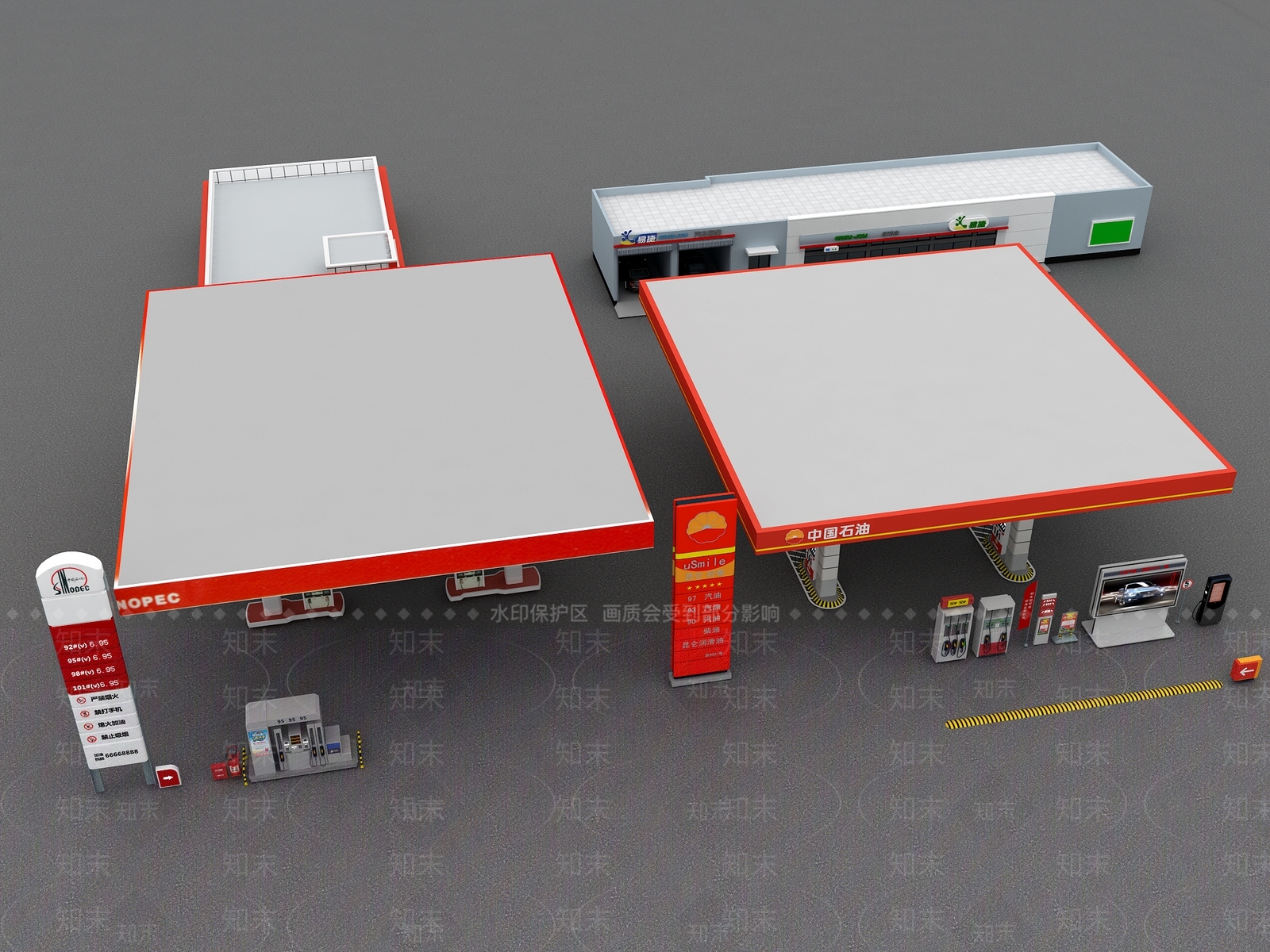 现代加油站3D模型下载【ID:1112639094】