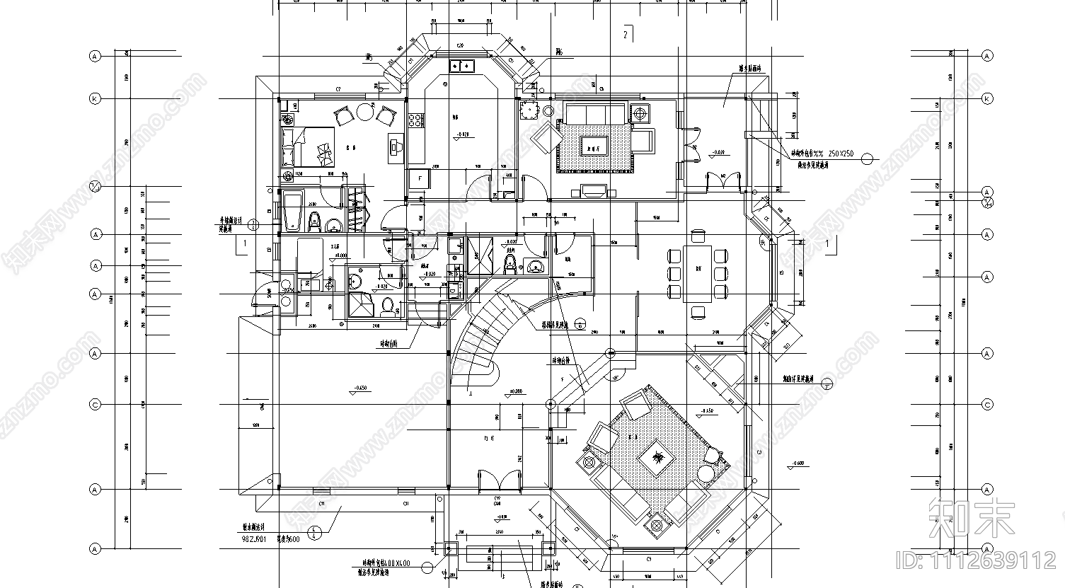 钢结构别墅建筑cad施工图下载【ID:1112639112】