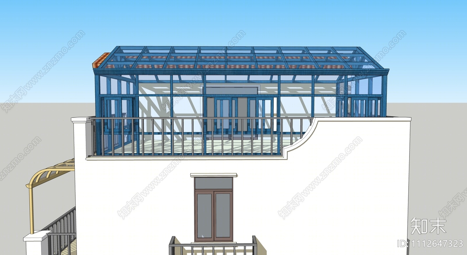 现代人字顶阳光房SU模型下载【ID:1112647323】