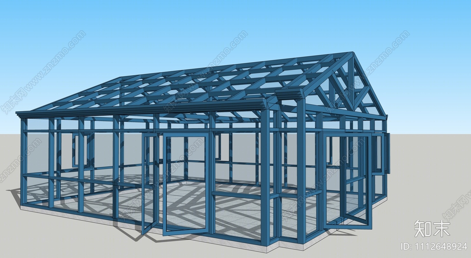 现代人字顶阳光房SU模型下载【ID:1112648924】