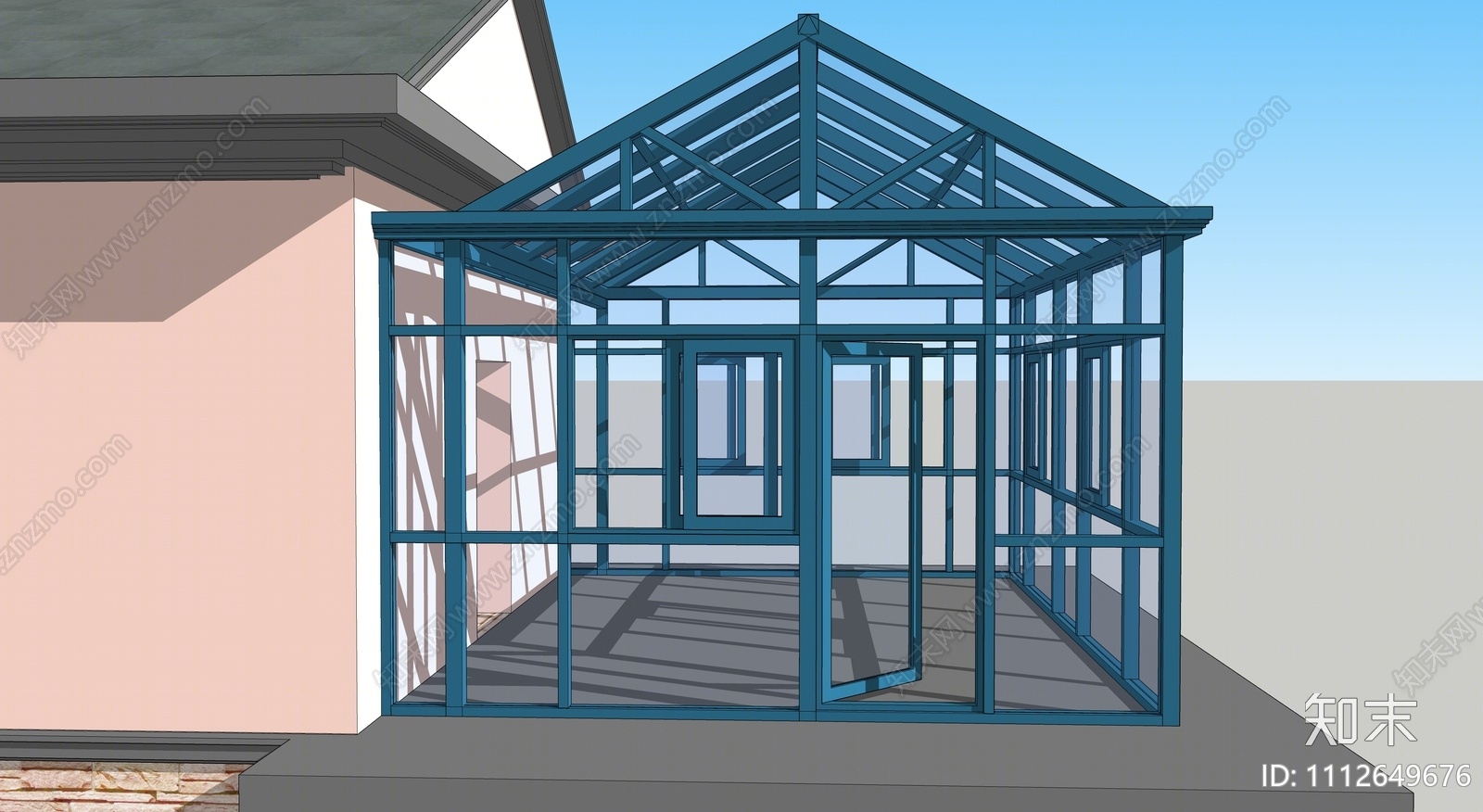 现代人字顶阳光房SU模型下载【ID:1112649676】