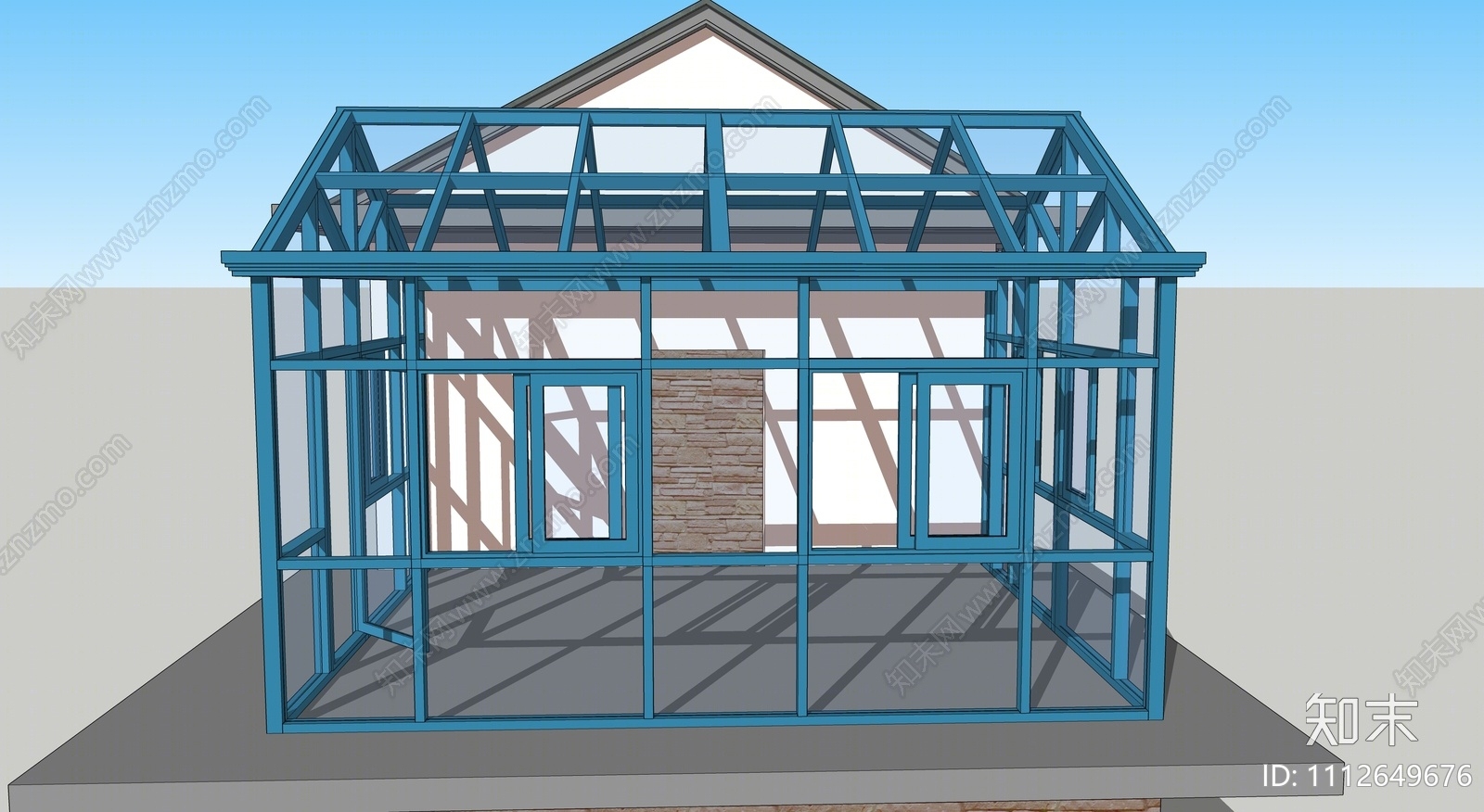 现代人字顶阳光房SU模型下载【ID:1112649676】