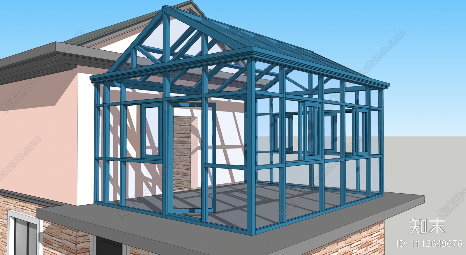现代人字顶阳光房SU模型下载【ID:1112649676】