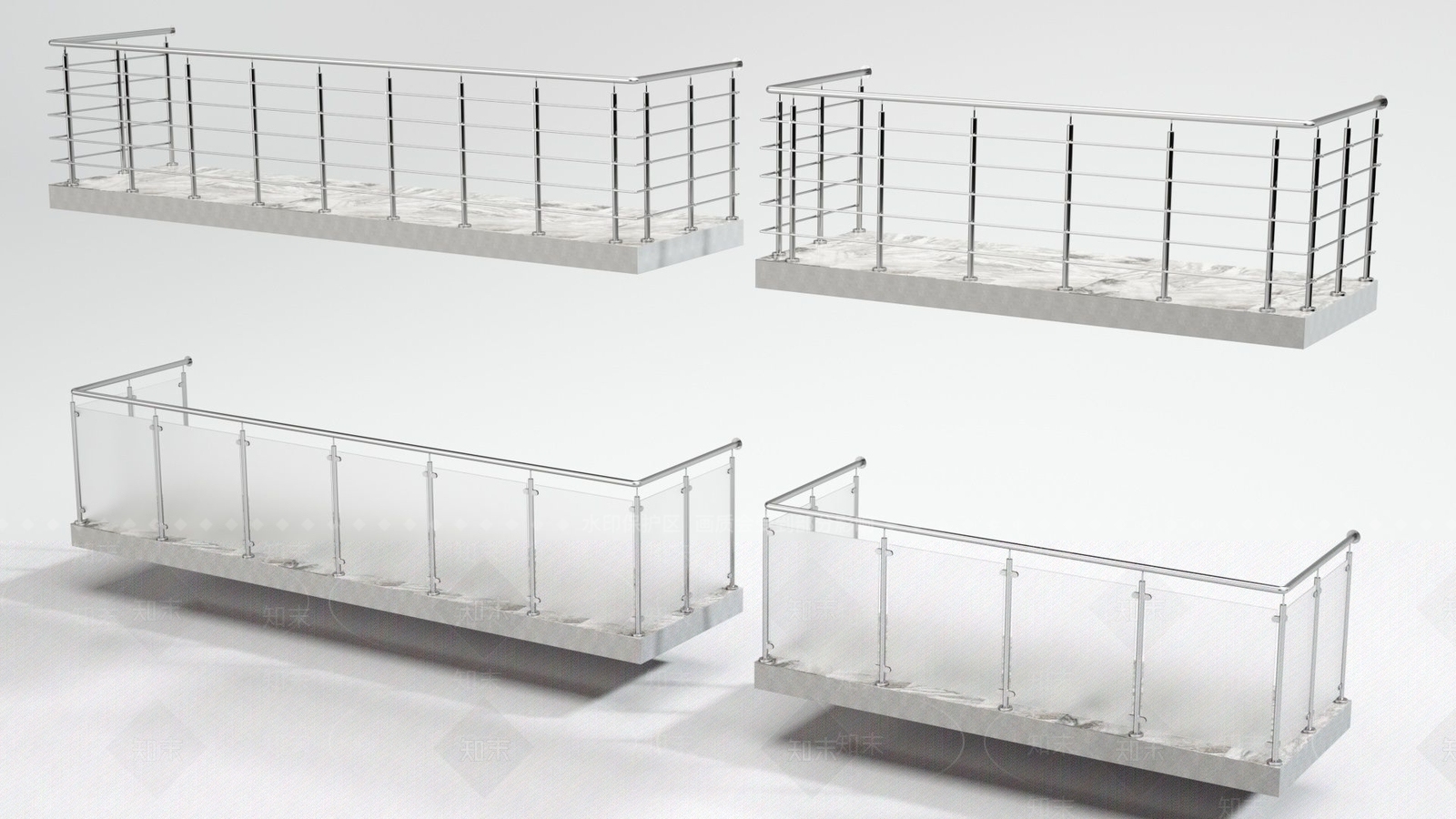 现代阳台栏杆3D模型下载【ID:1112661463】