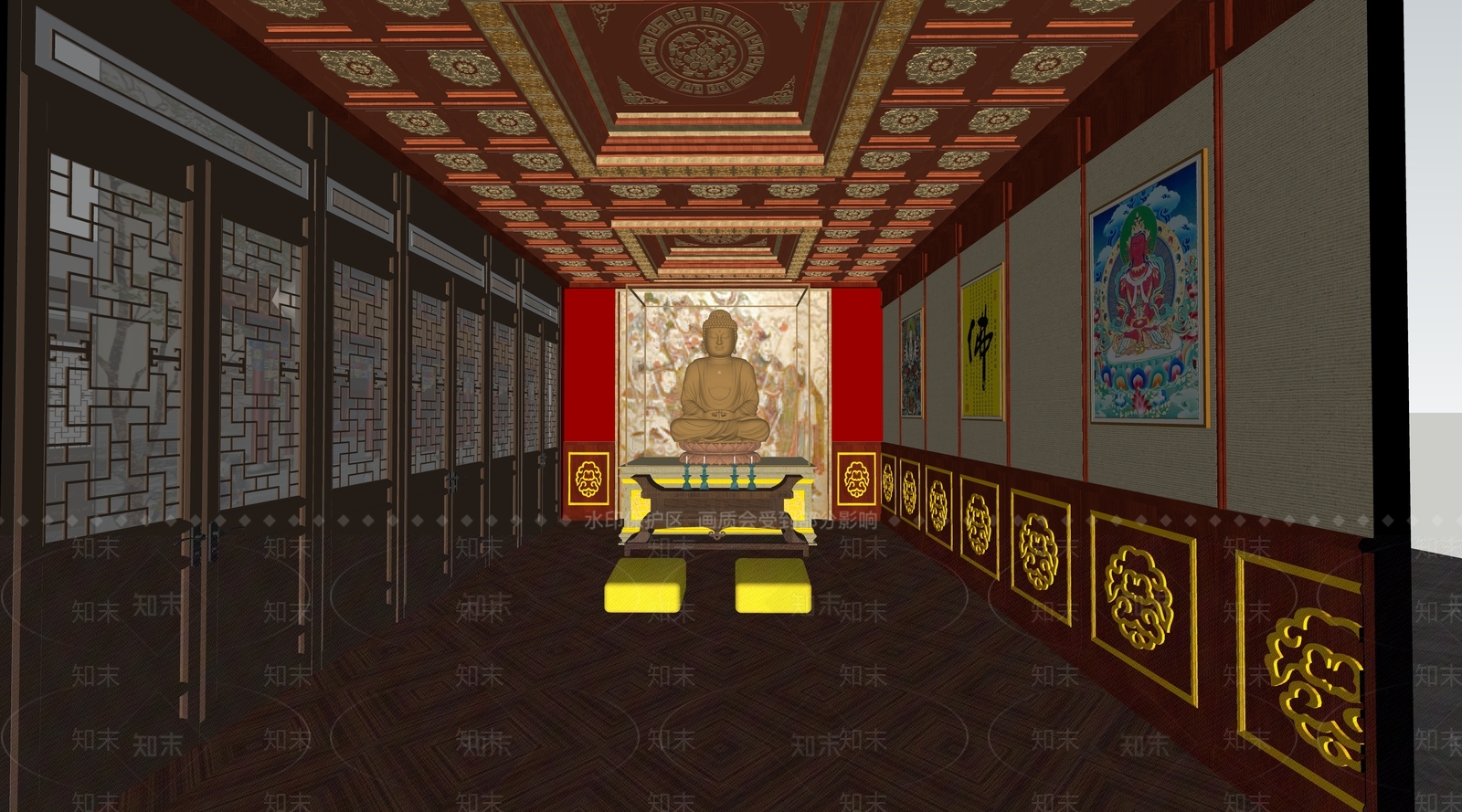 中式佛堂SU模型下载【ID:1112661693】