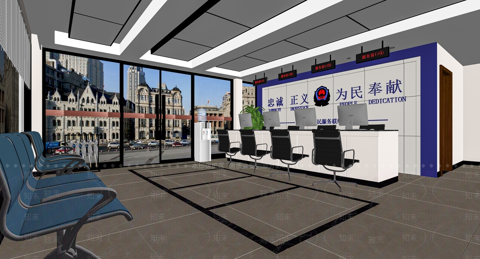 现代公共办事大厅SU模型下载【ID:1112664732】