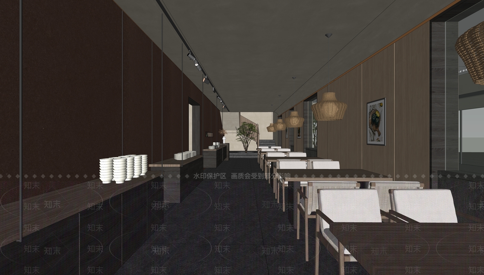 侘寂自助餐厅SU模型下载【ID:1112685745】