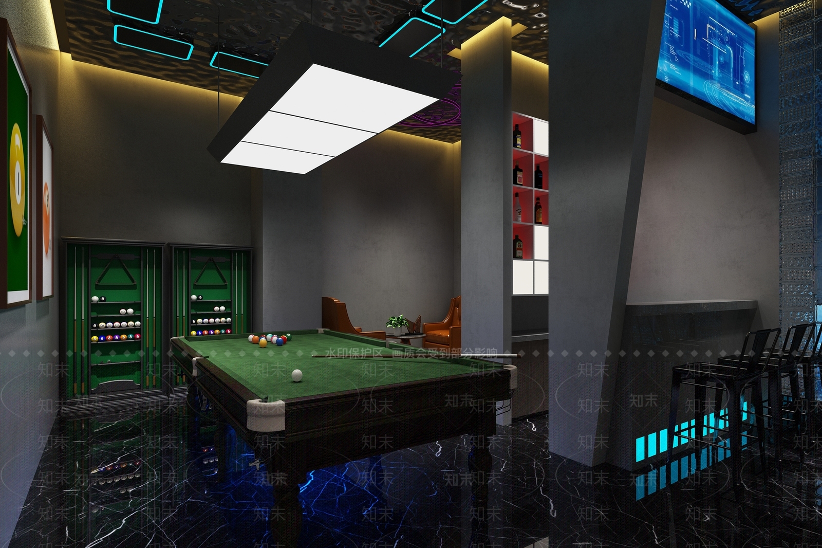 现代台球室3D模型下载【ID:1112688283】