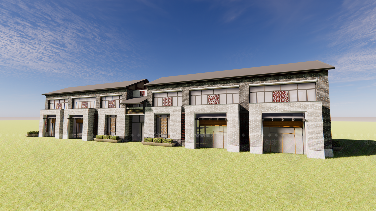 新中式党群服务中心SU模型下载【ID:1112688500】