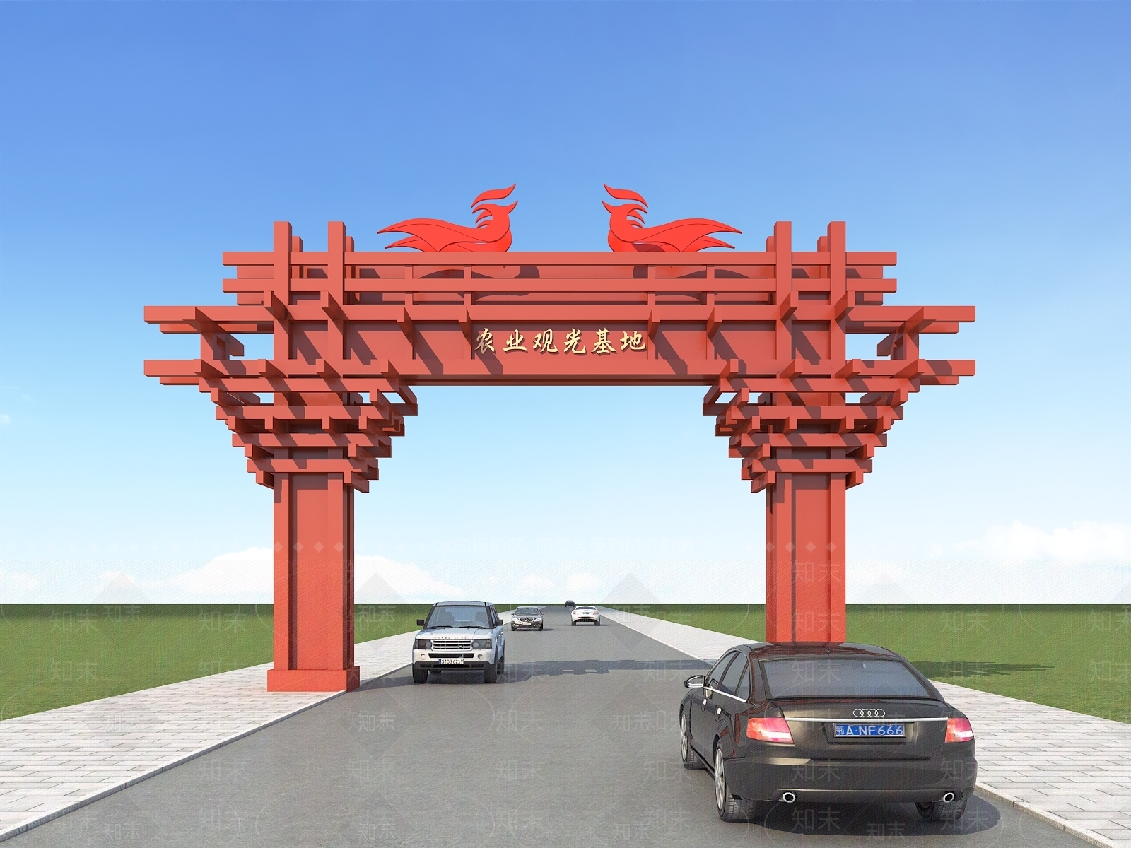 新中式景区大门3D模型下载【ID:1112707284】