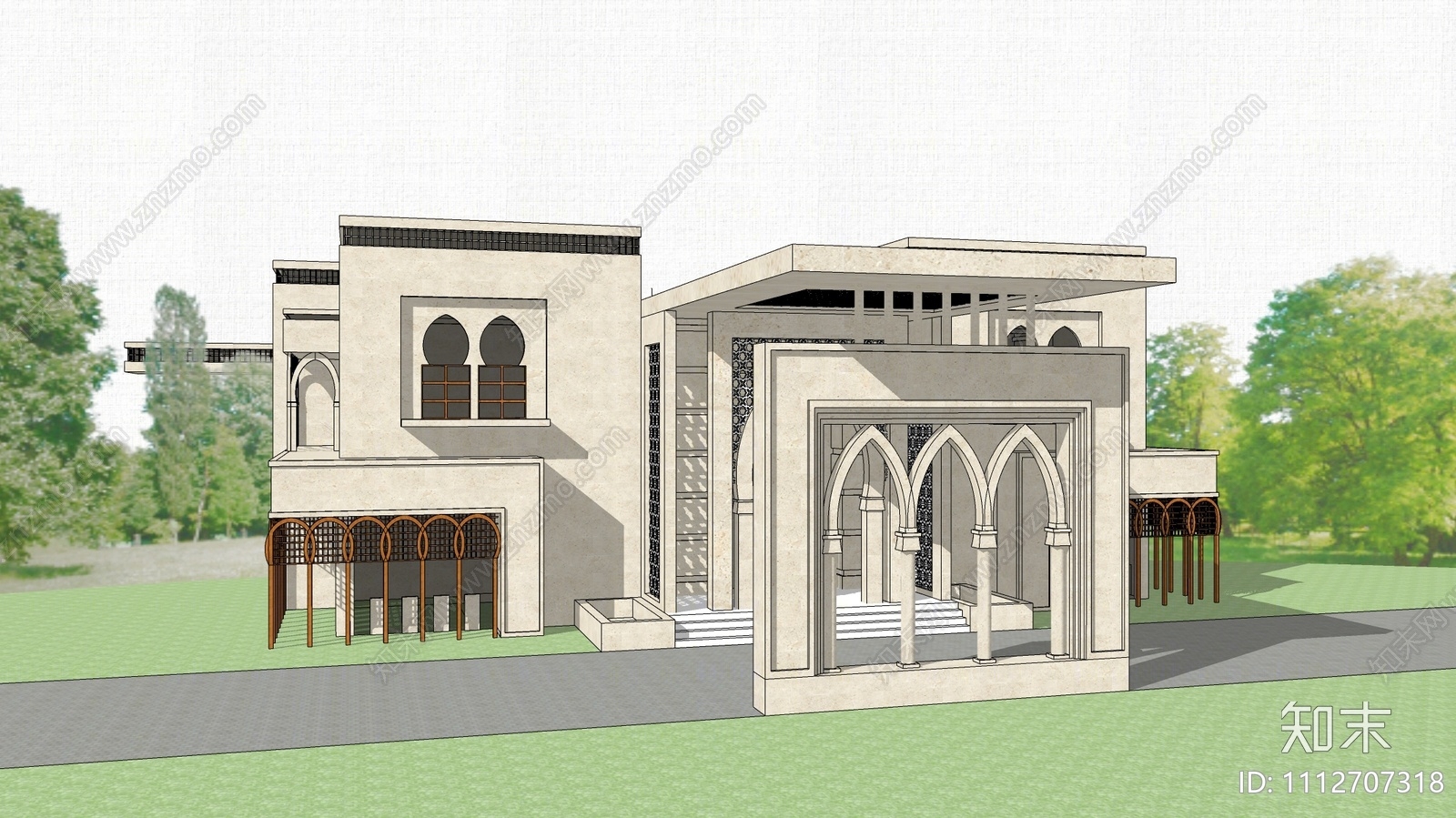 阿拉伯民宿建筑SU模型下载【ID:1112707318】