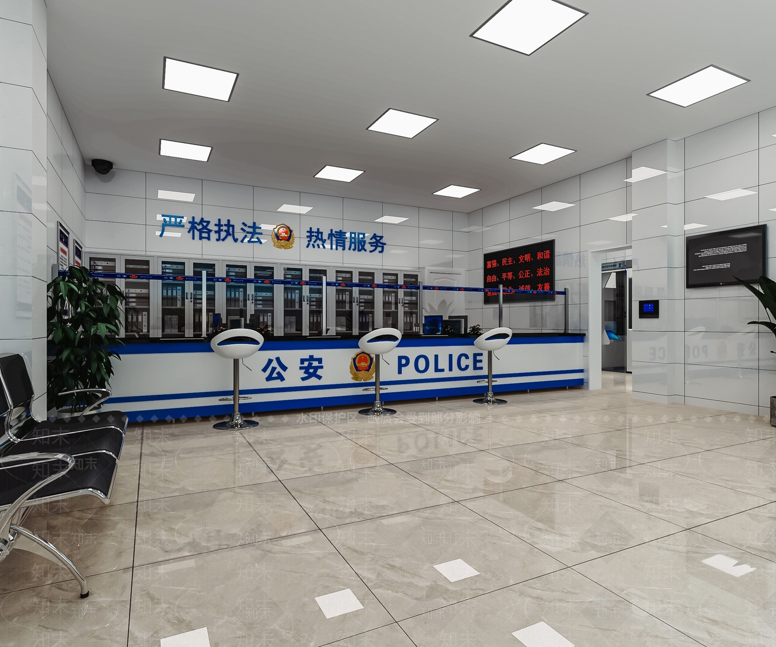 现代公共办事大厅SU模型下载【ID:1112707729】