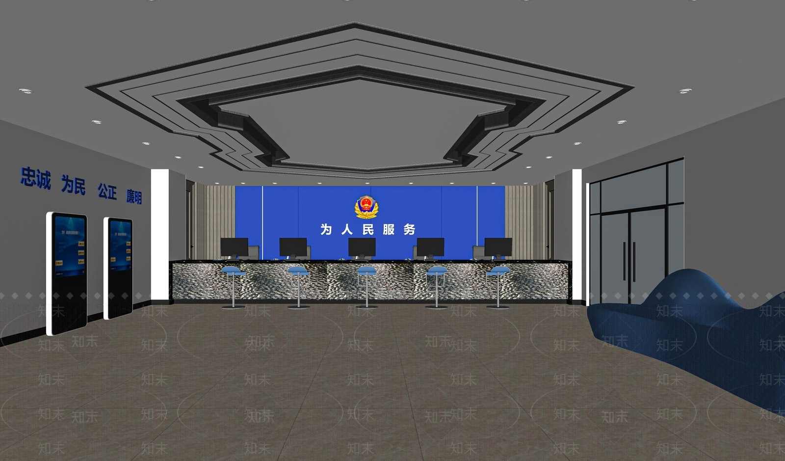 现代公共办事大厅SU模型下载【ID:1112707851】
