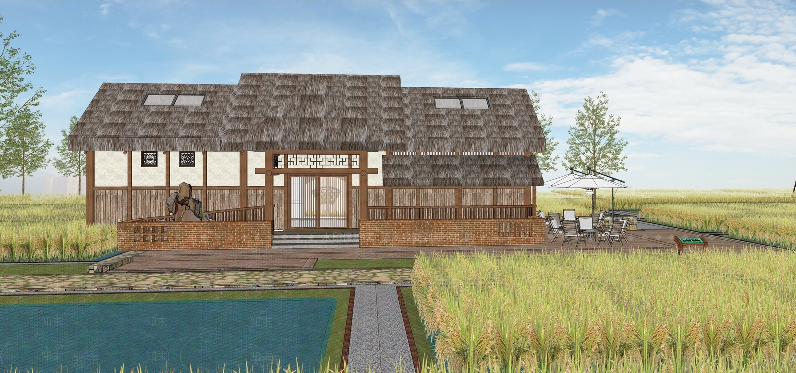 东南亚乡村小木屋SU模型下载【ID:1112711108】
